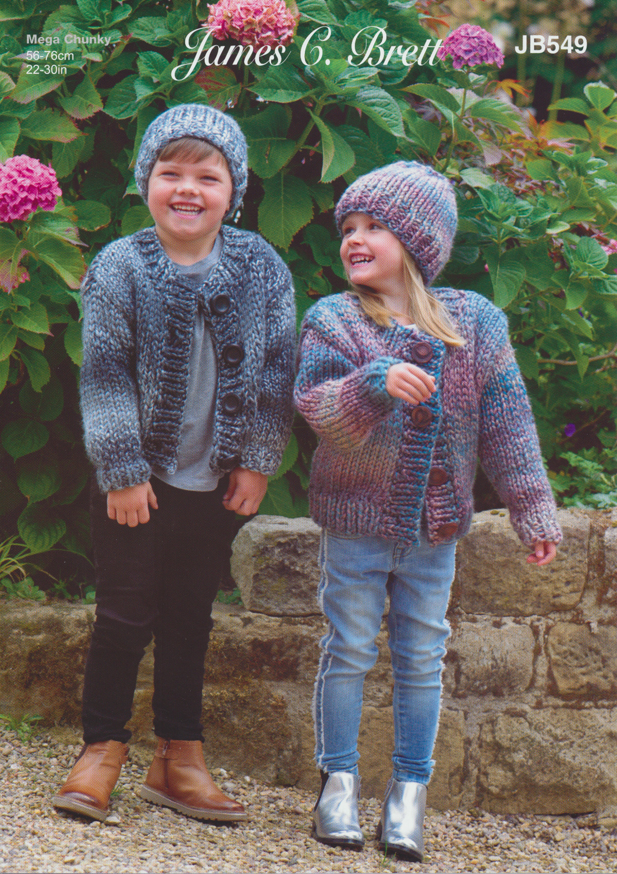 Super Chunky Knitting Pattern Kids Cardigan & Hat James Brett Mega Multi JB549 eBay