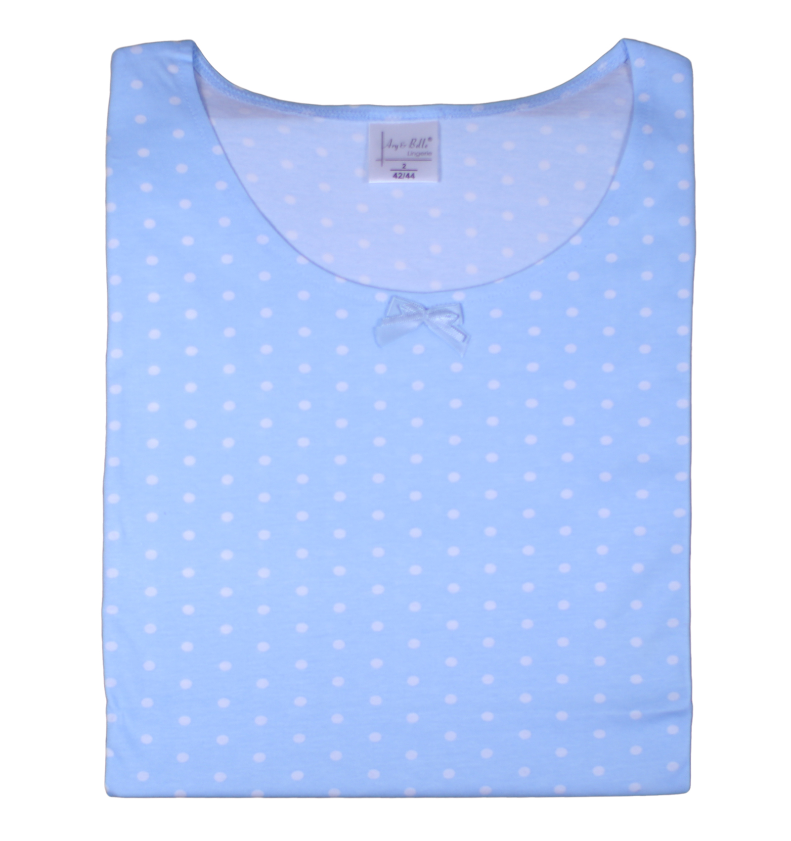 Pyjamas Womens Polka Dot PJs Jersey Cotton Frilly Sleeve Top & Plain Bottoms