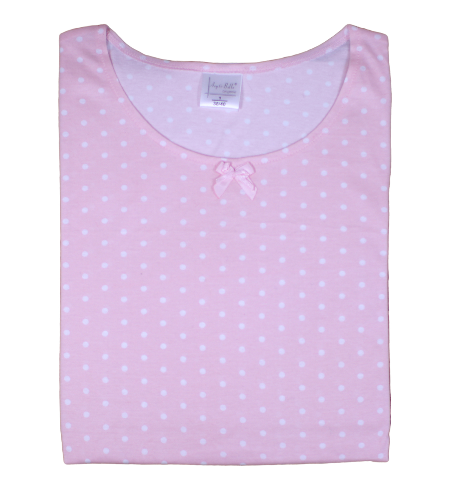 Pyjamas Womens Polka Dot PJs Jersey Cotton Frilly Sleeve Top & Plain Bottoms - Picture 23 of 29