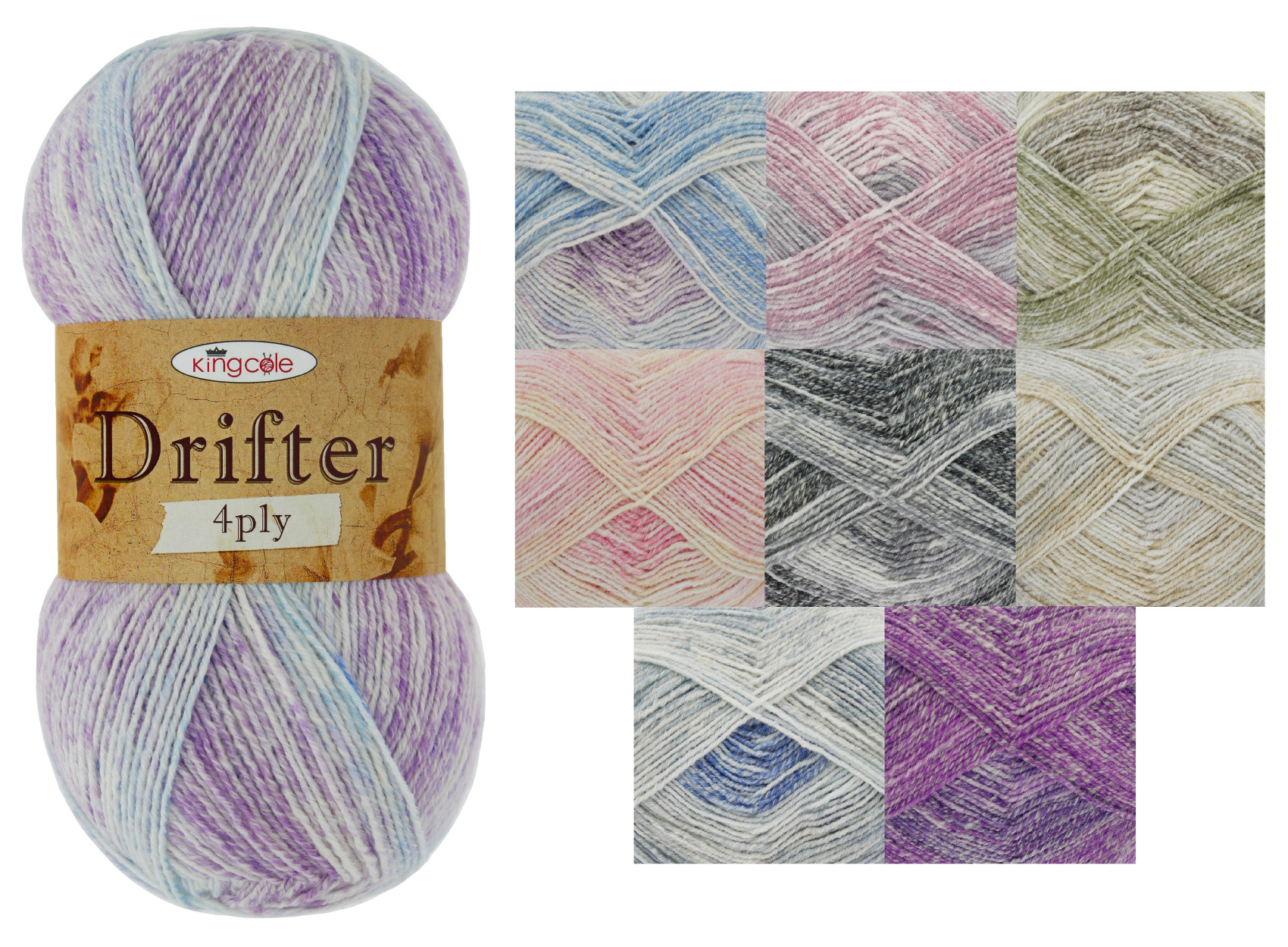 Drifter 4 Ply Knitting Yarn King Cole Acrylic Blend 4Ply Wool 100g Ball