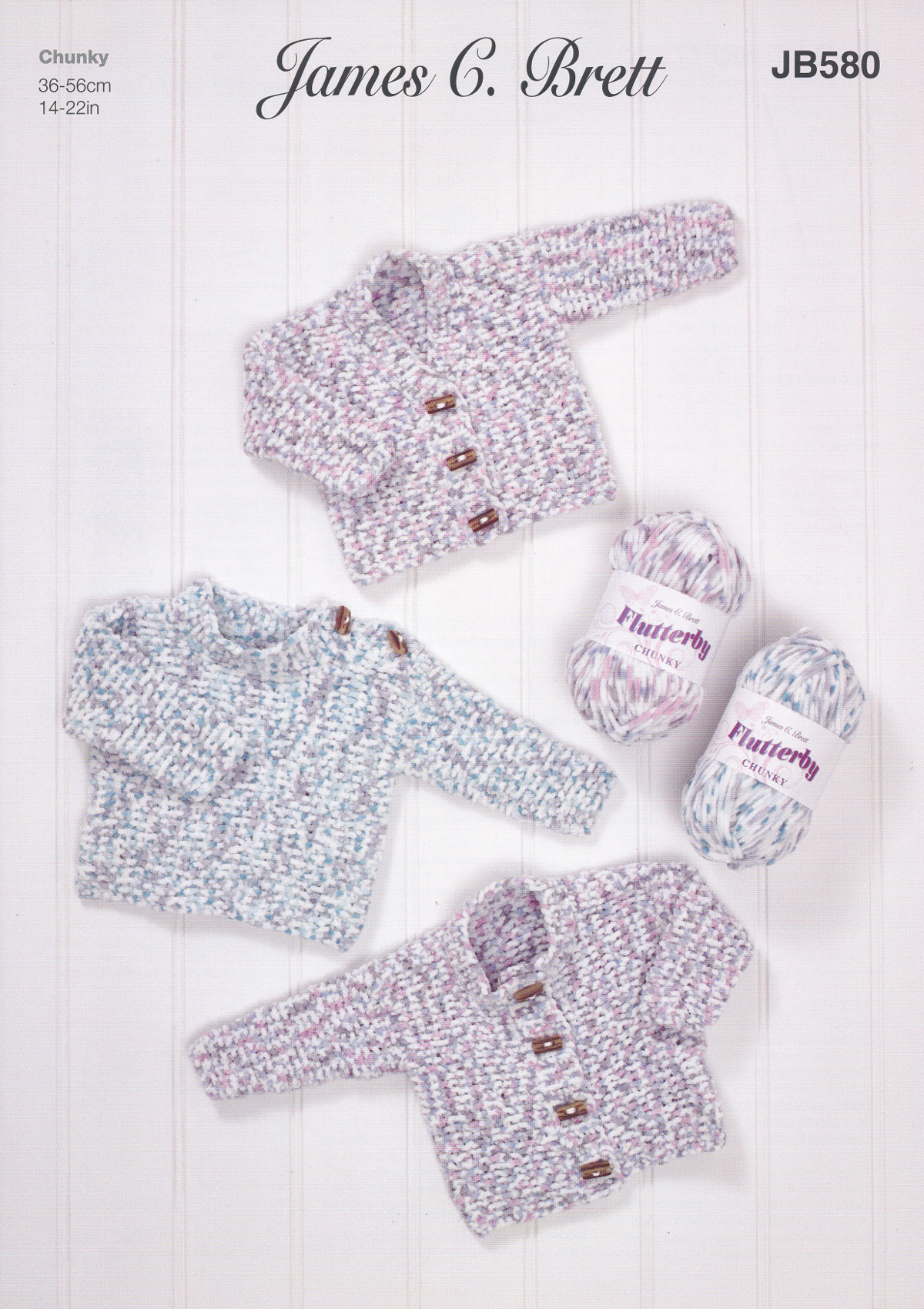 James Brett Chunky Knitting Pattern Baby Round or V Neck Cardigan Blanket JB528