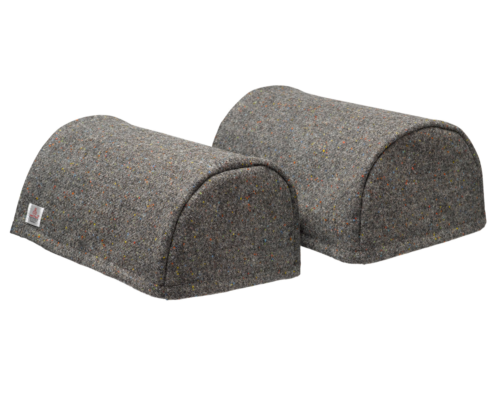 Pair of Speckled Round Arm Caps Pure New Wool Harris Tweed Sofa Settee