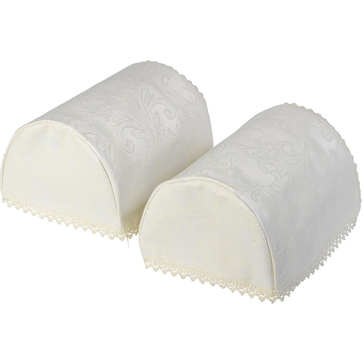 Cream Damask Pair of Square or Round Sofa Chair Arm Caps Decorative Jacquard - Picture 7 of 18