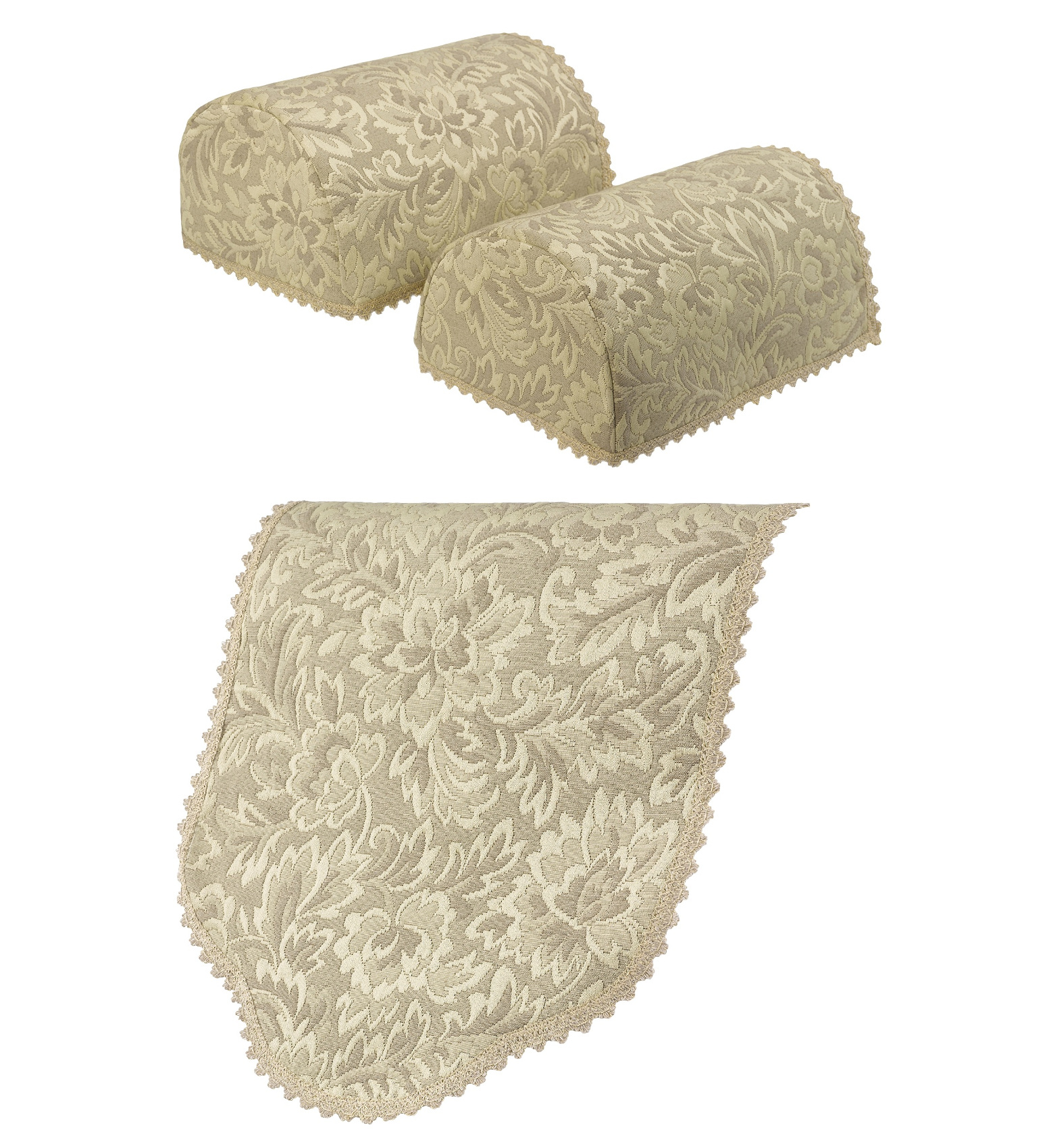 Juego de tapones de brazo redondo de jacquard floral y respaldo de silla cubierta de muebles antimacassar - Imagen 58 de 60