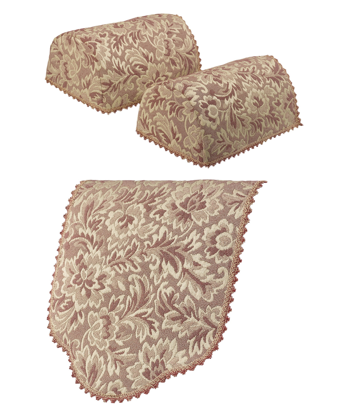 Juego de tapones de brazo redondo de jacquard floral y respaldo de silla cubierta de muebles antimacassar - Imagen 30 de 60