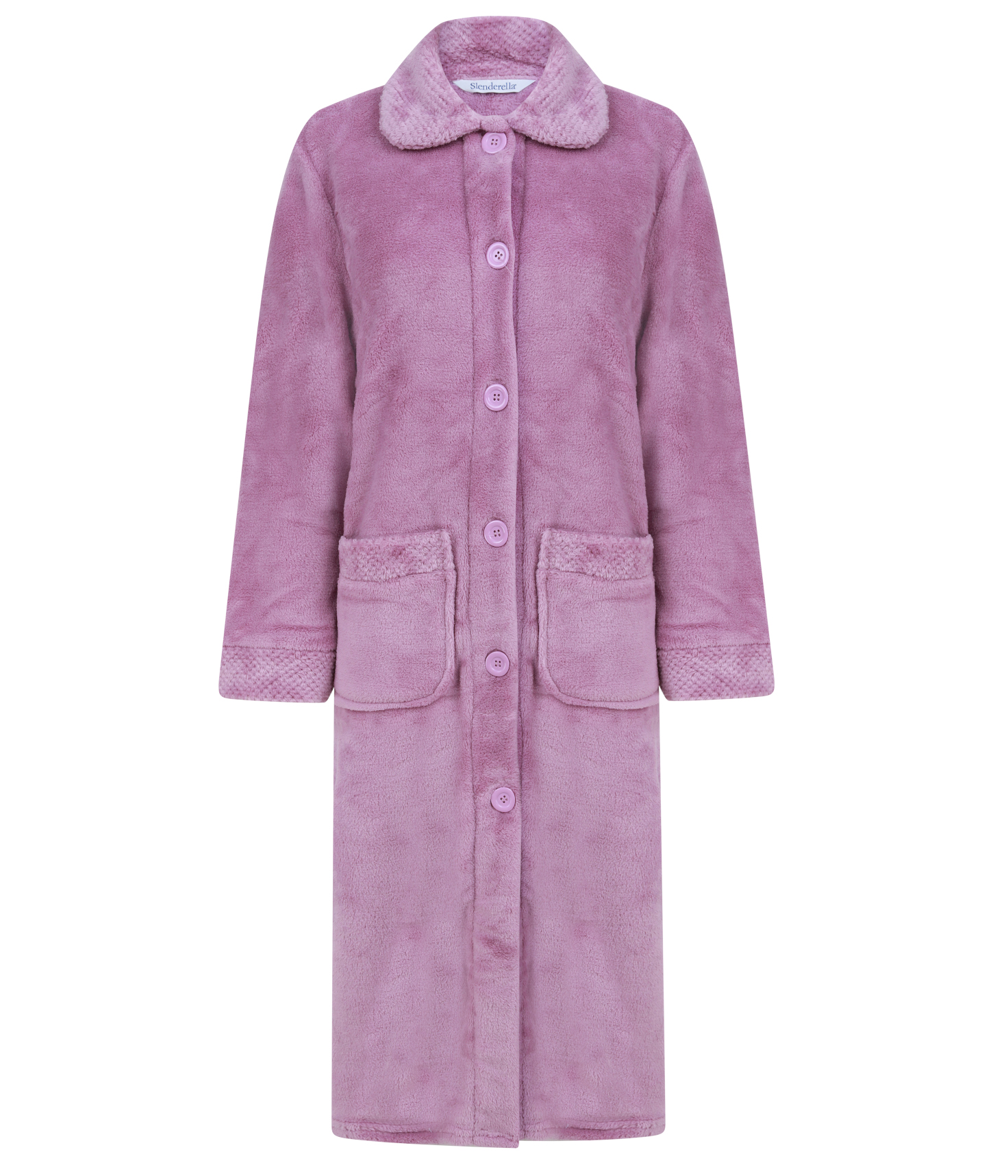 Dressing Gown Ladies Button Up Soft Fleecy Bath Robe Housecoat Waffle