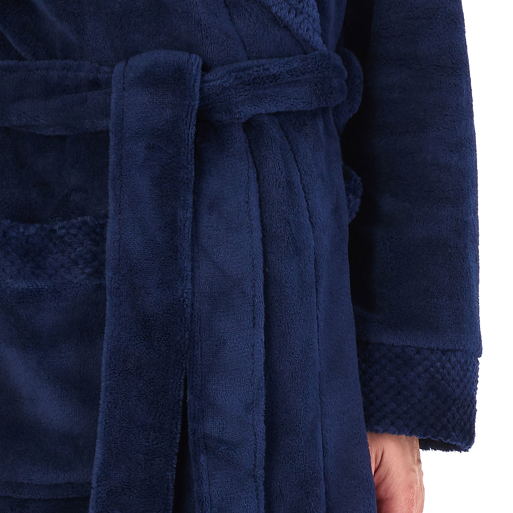 Bathrobe Ladies Fleecy Waffle Detail Housecoat Womens Shawl Collar Dressing Gown - Picture 48 of 99