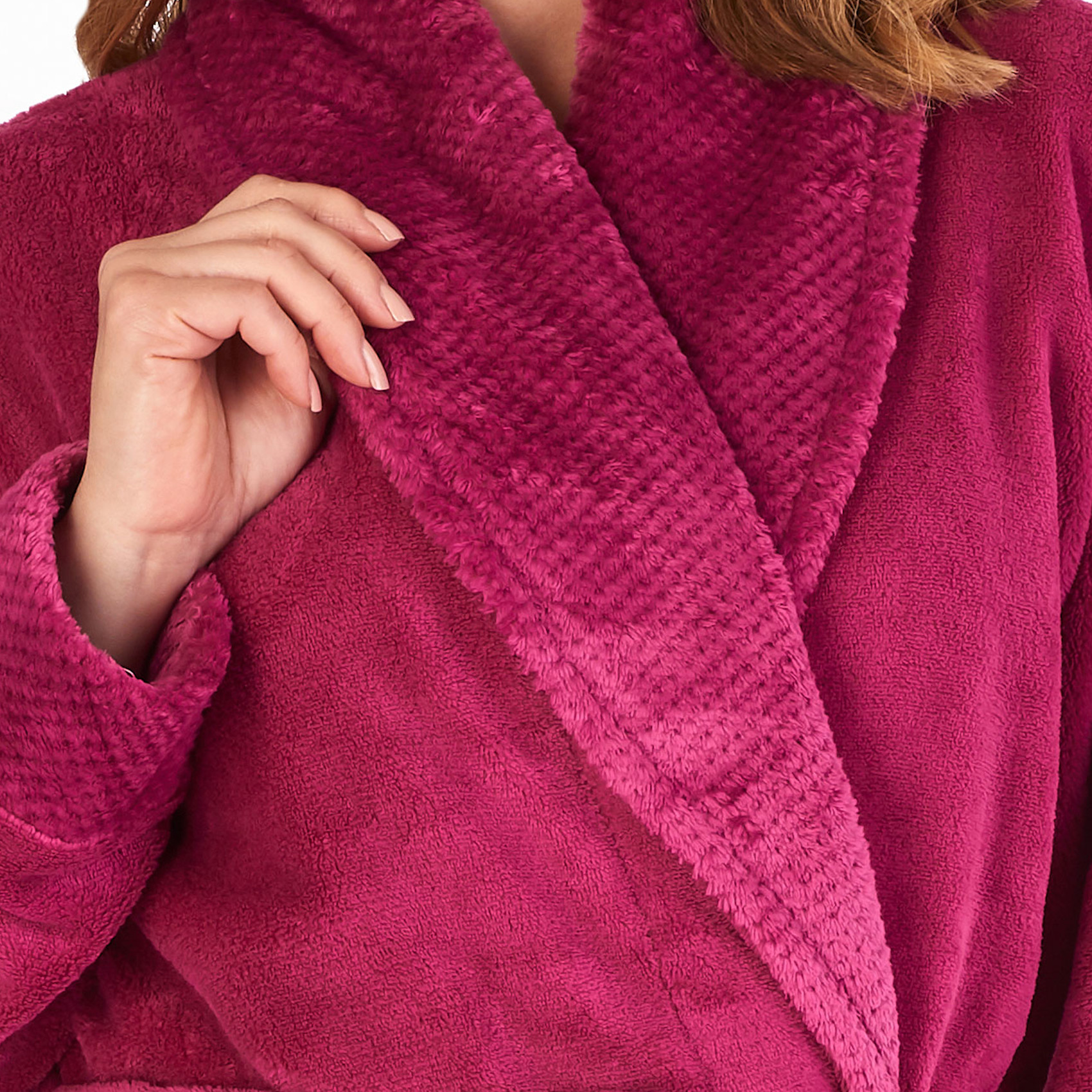 Bathrobe Ladies Fleecy Waffle Detail Housecoat Womens Shawl Collar Dressing Gown - Picture 83 of 99
