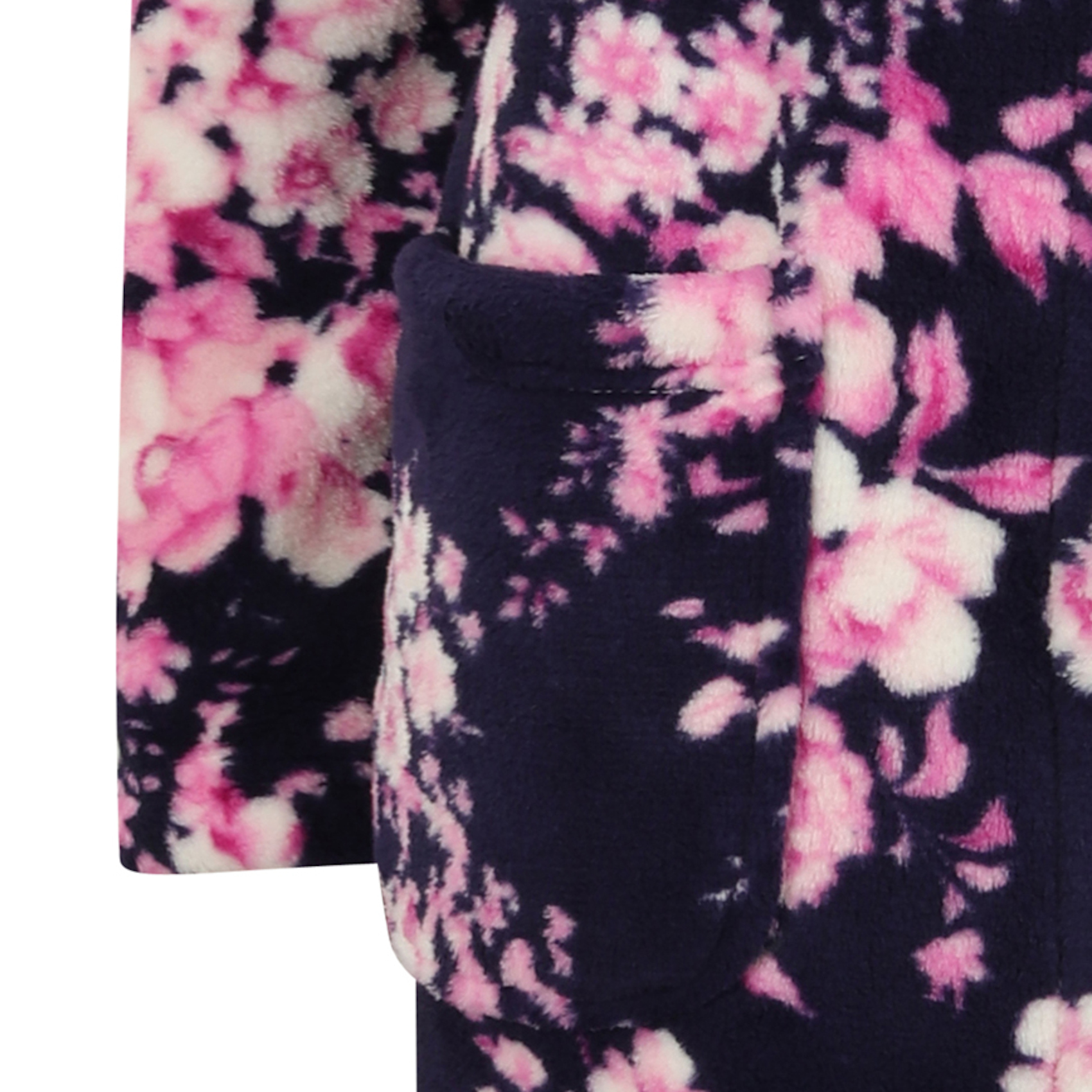 Dressing Gown Ladies Button Up Soft Fleecy Flower Bathrobe Housecoat