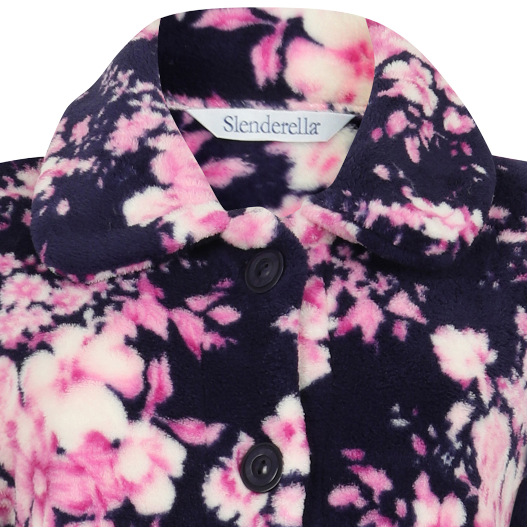 Dressing Gown Ladies Button Up Soft Fleecy Flower Bathrobe Housecoat