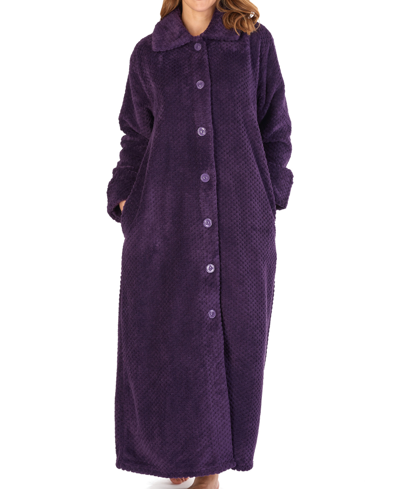 button front gown