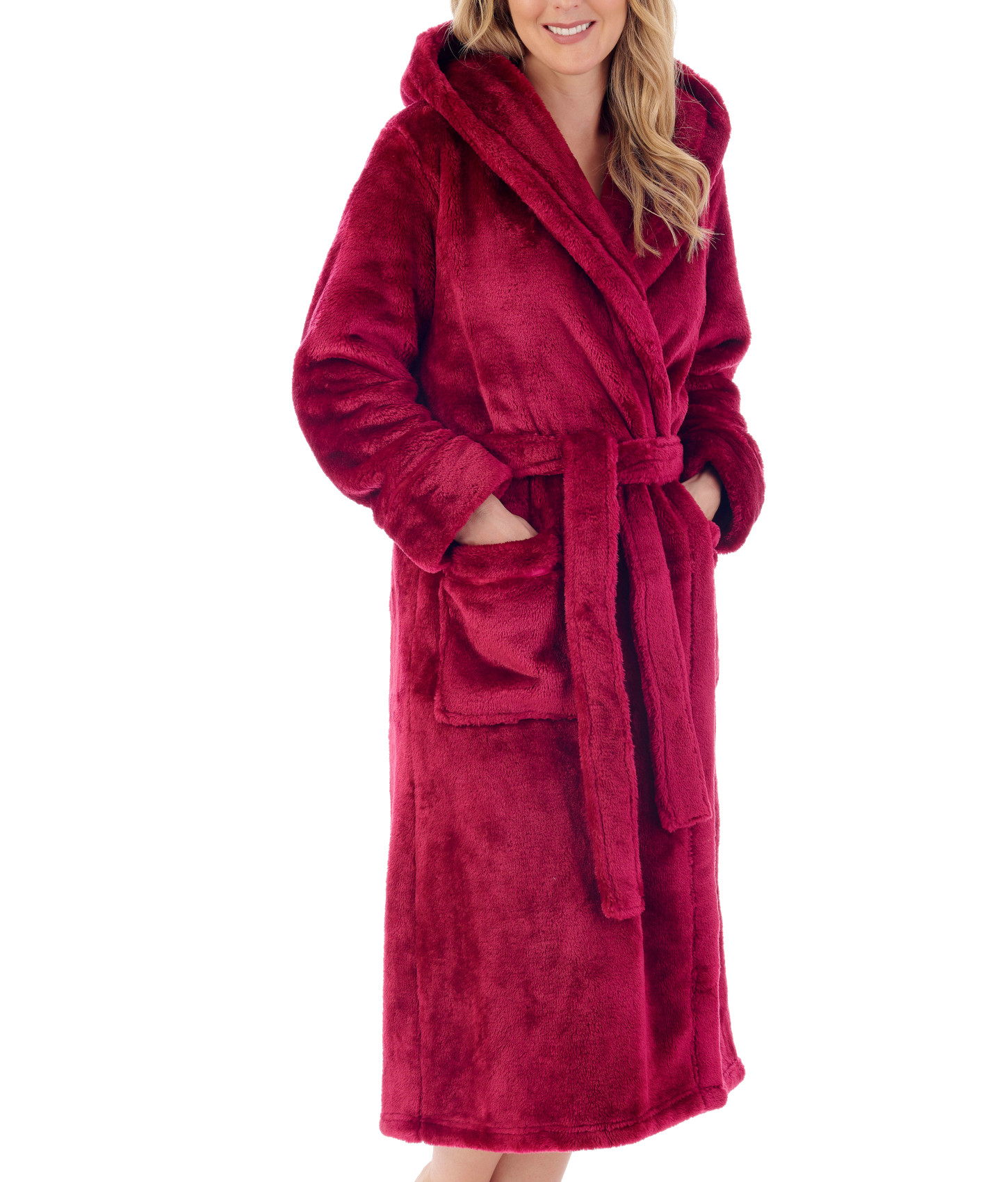 Dressing Gown Soft Flannel Fleece Womens Hooded Wrap Slenderella Luxury Bathrobe - Picture 68 of 87