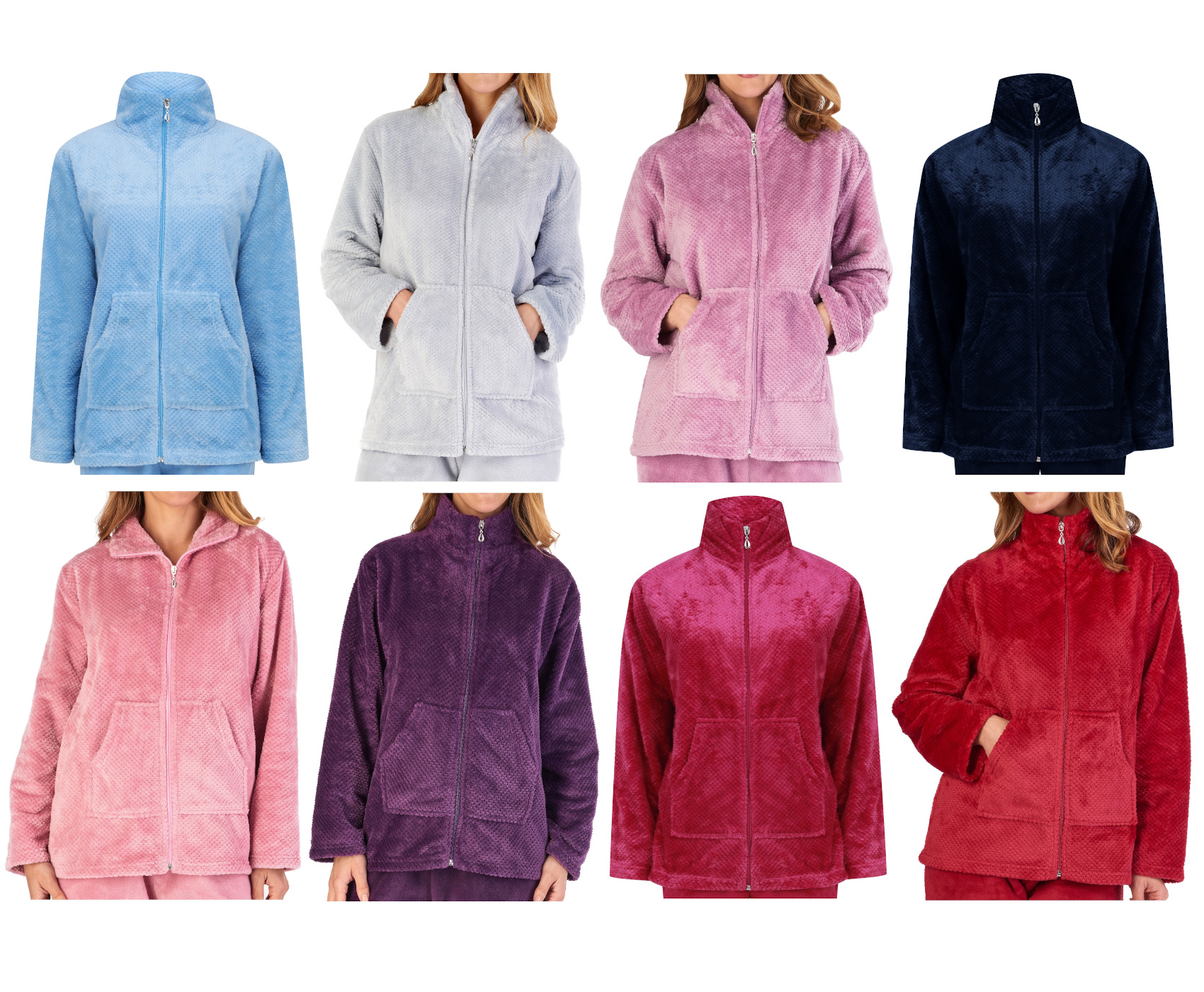 Bed Jacket Womens Zip Up Soft Waffle Fleece Housecoat Slenderella
