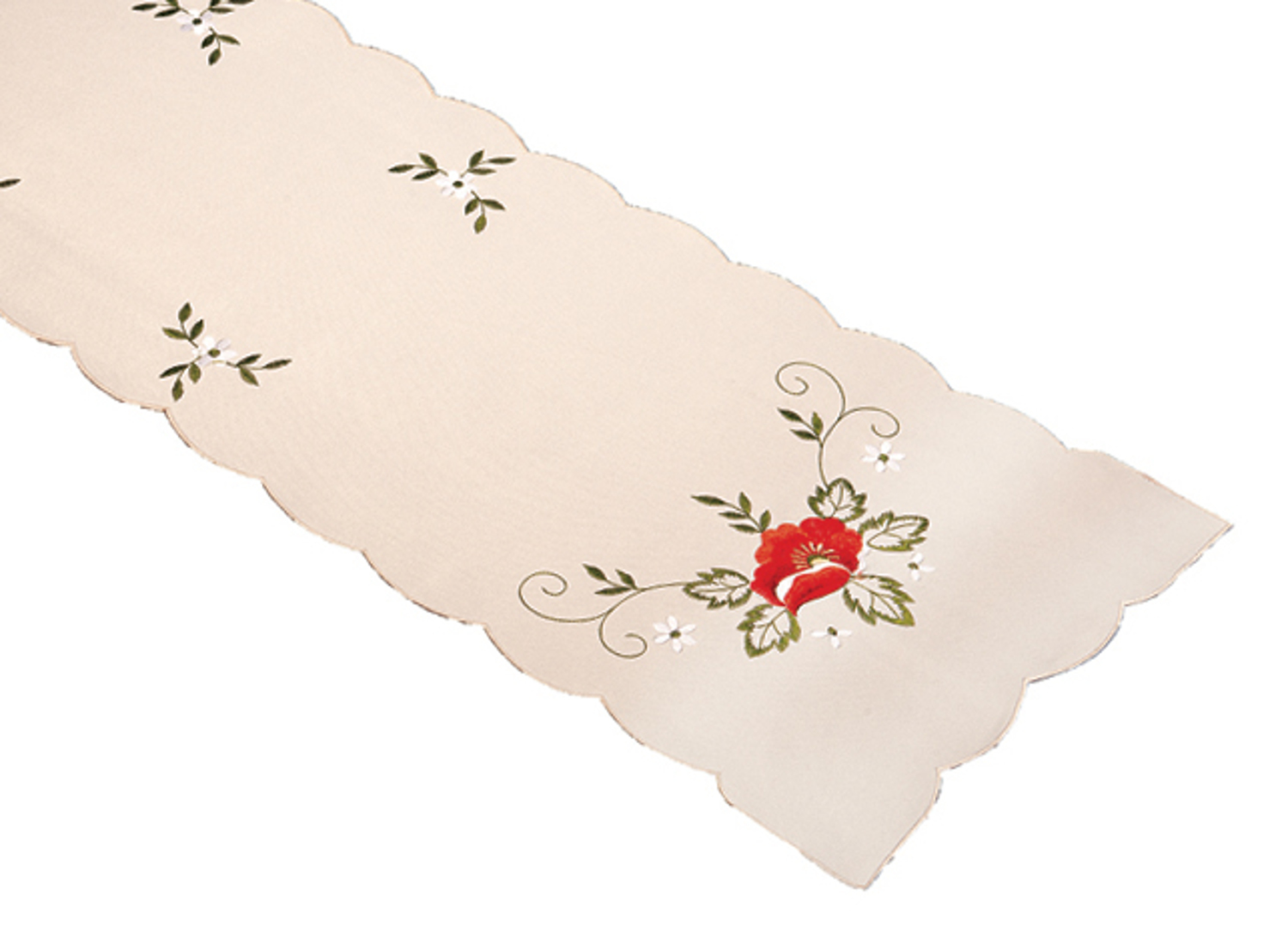 Embroidered Poppy Table Runner Dining Linen Floral Tableware Tablecloth Cover - Picture 2 of 3