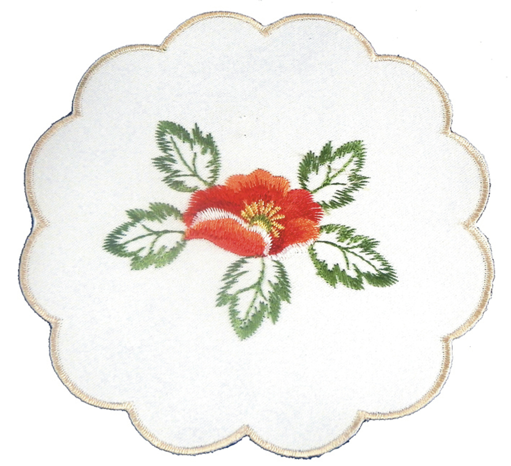 Paquete de 4 tapetes de amapola bordados borde de vieira tapetes de mesa tradicionales florales - Imagen 5 de 5