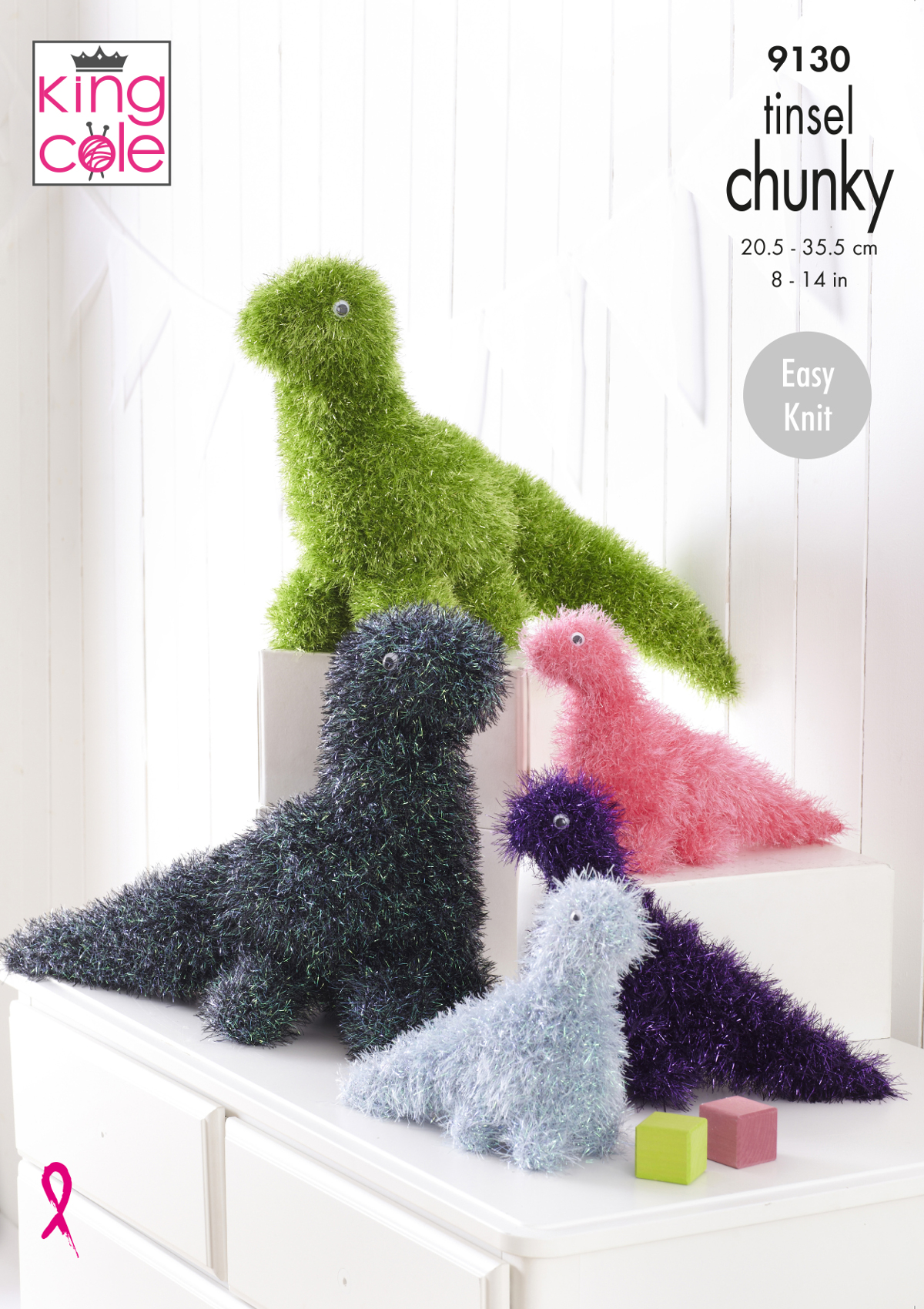 King Cole Tinsel Chunky Knitting Pattern Dinosaurs (9130) Mill Outlets
