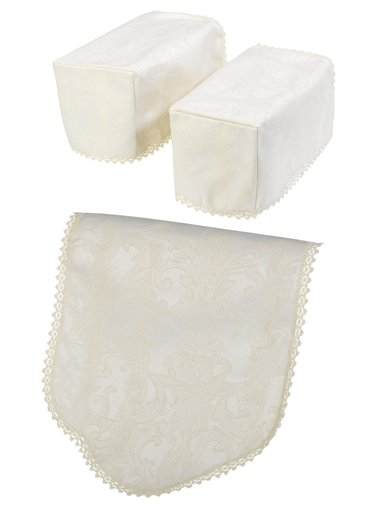 Jacquard Damask Antimacassar Round or Square Arm Caps & Chair Back Set Cream - Picture 95 of 133