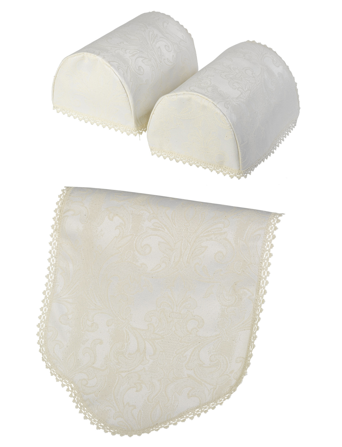 Jacquard Damask Antimacassar Round or Square Arm Caps & Chair Back Set Cream - Picture 110 of 133