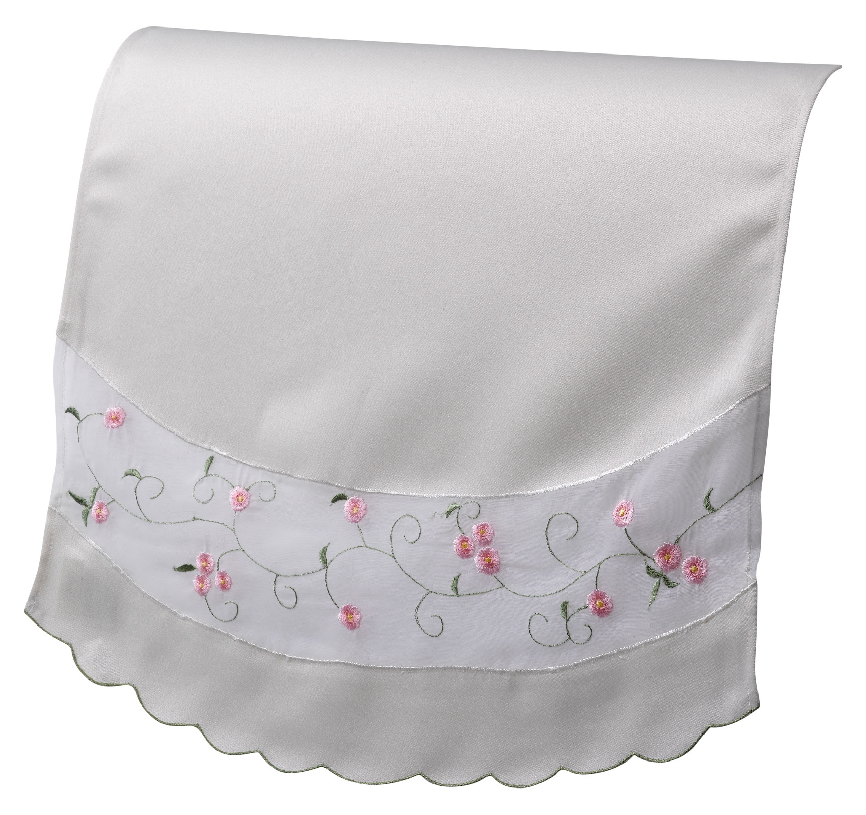 Juego de gorras de brazo cuadrado floral y respaldo de silla panel de organza transparente y flores bordadas - Imagen 26 de 26
