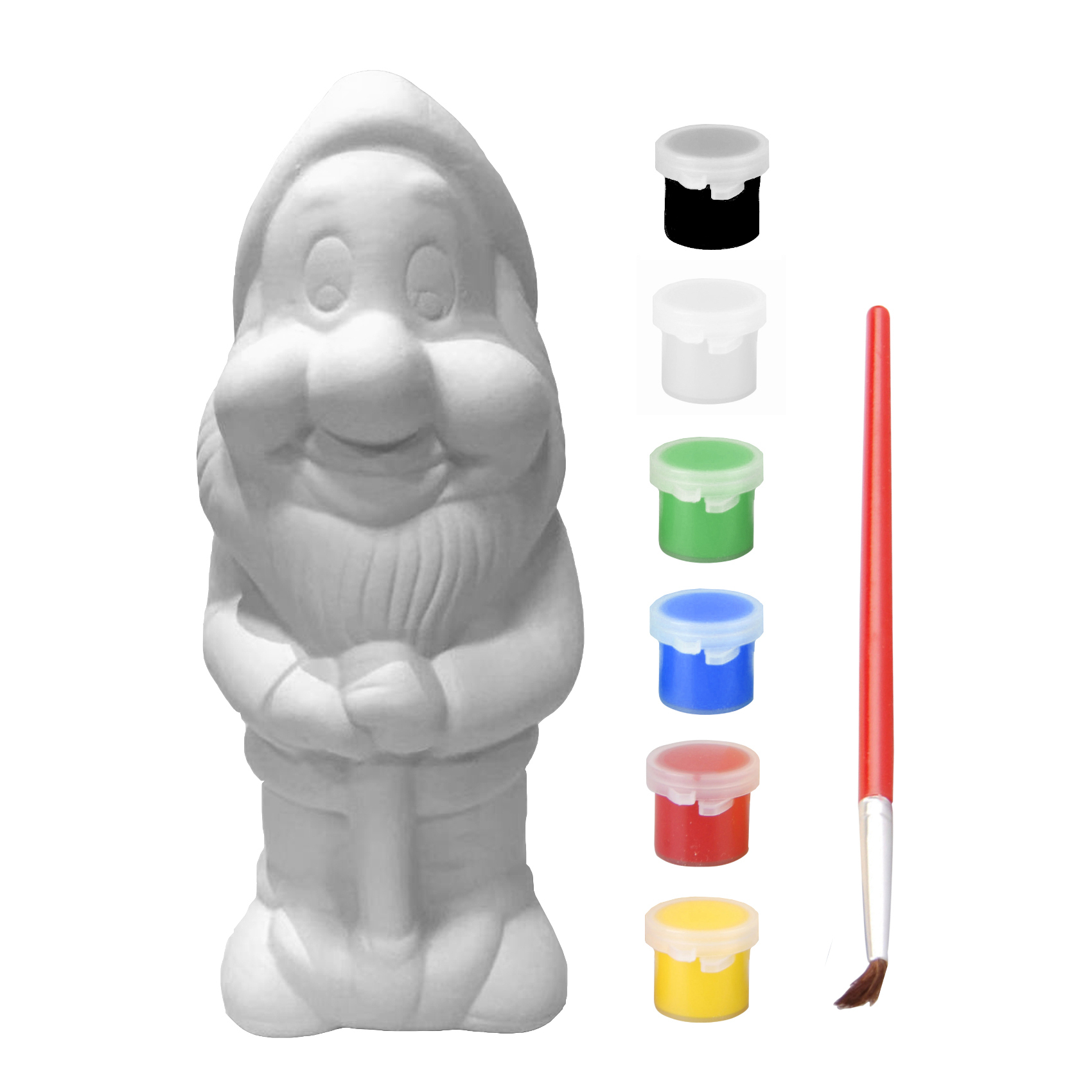 Paint Your Own Garden Gnome Kit 6 Paints & 1 Brush Kids Childrens