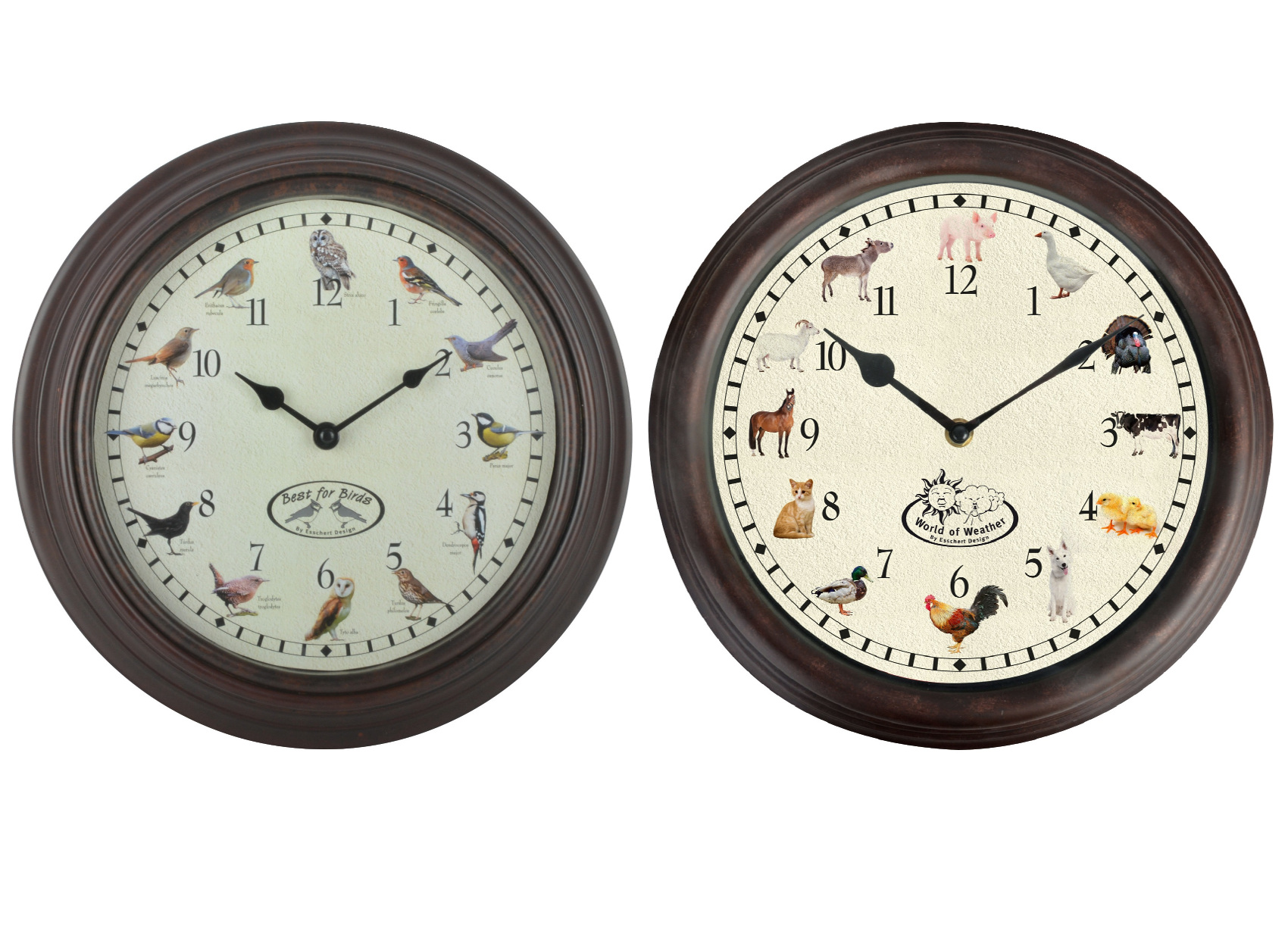 Hourly Chiming Animal Sounds Wall Clock Farm Yard or Bird Song Fallen