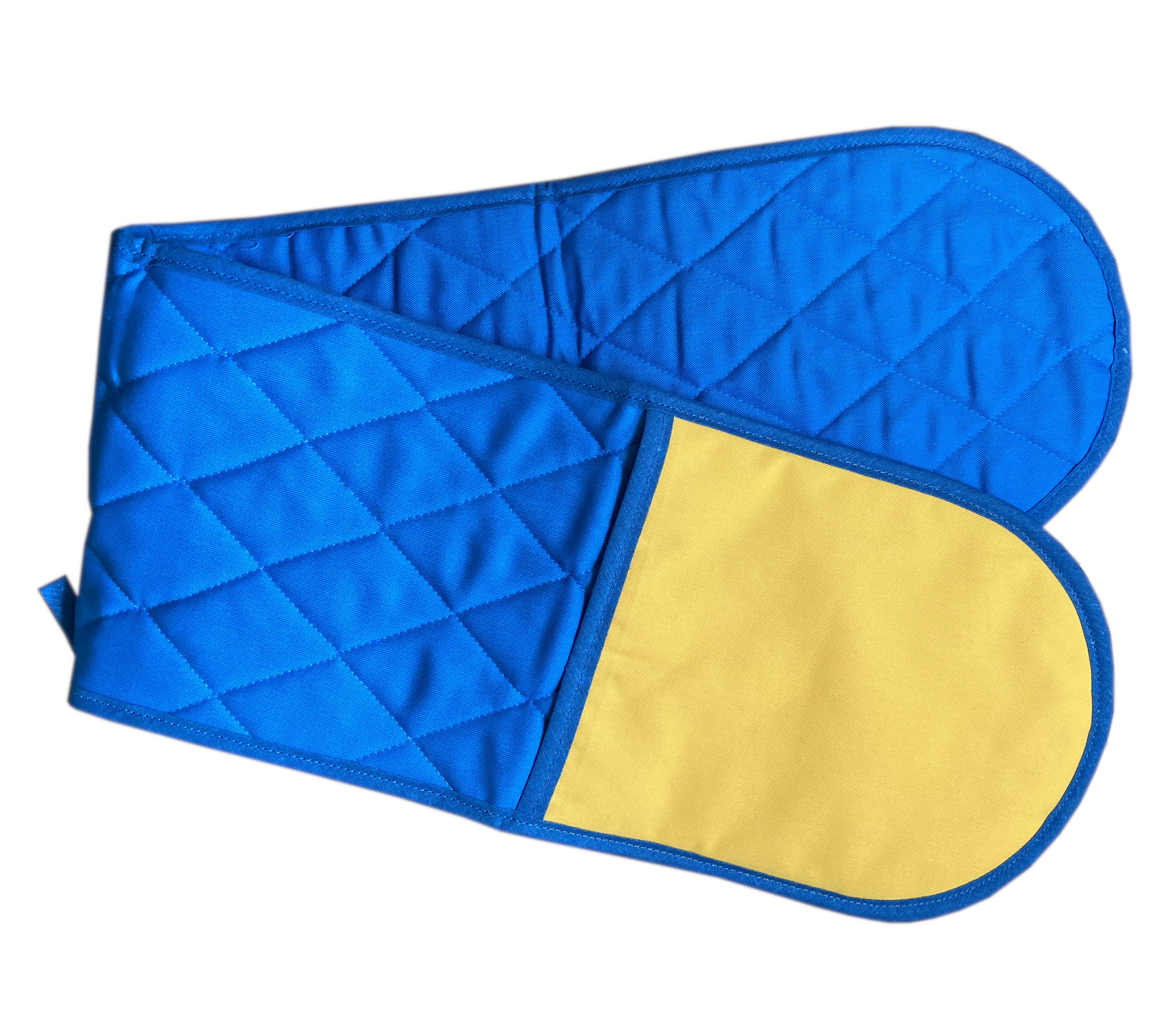 Plain Quilted Cotton Double Oven Glove British Made Pot Holder Contrasting Hand