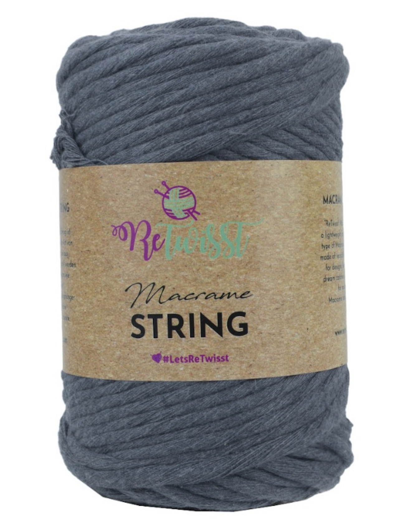 5mm Recycled Fibre Twisted Cord String 90m Artisan Macrame Crochet Craft Thread