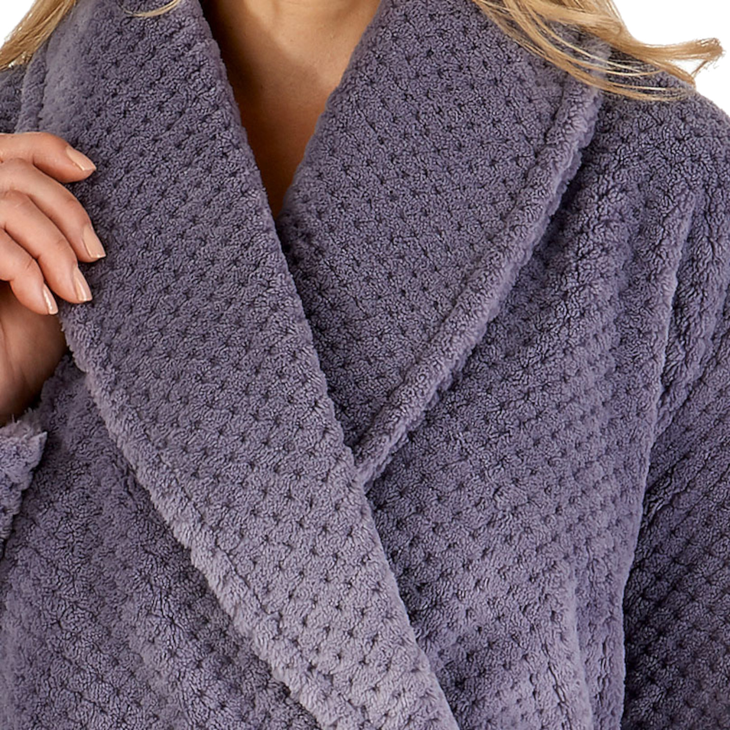 Dressing Gown Ankle Length Womens Waffle Fleece Shawl Collar Robe ...