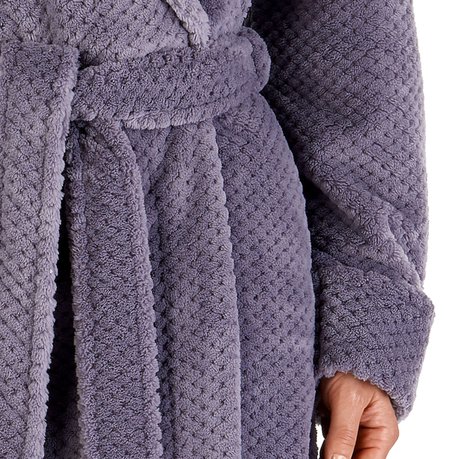 Dressing Gown Ankle Length Womens Waffle Fleece Shawl Collar Robe