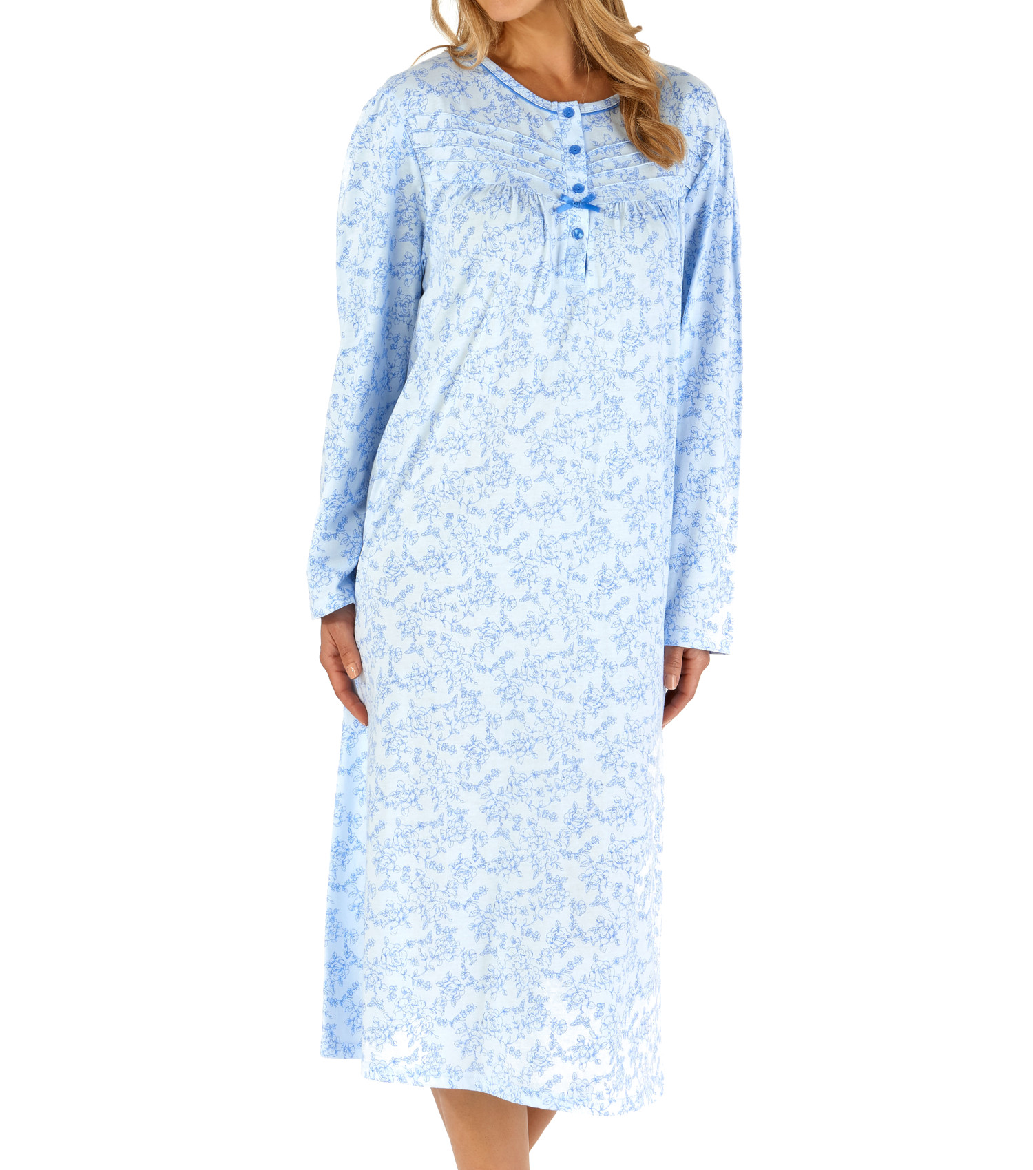 Download Slenderella Ladies Floral Nightdress Long Sleeve Pintuck ...