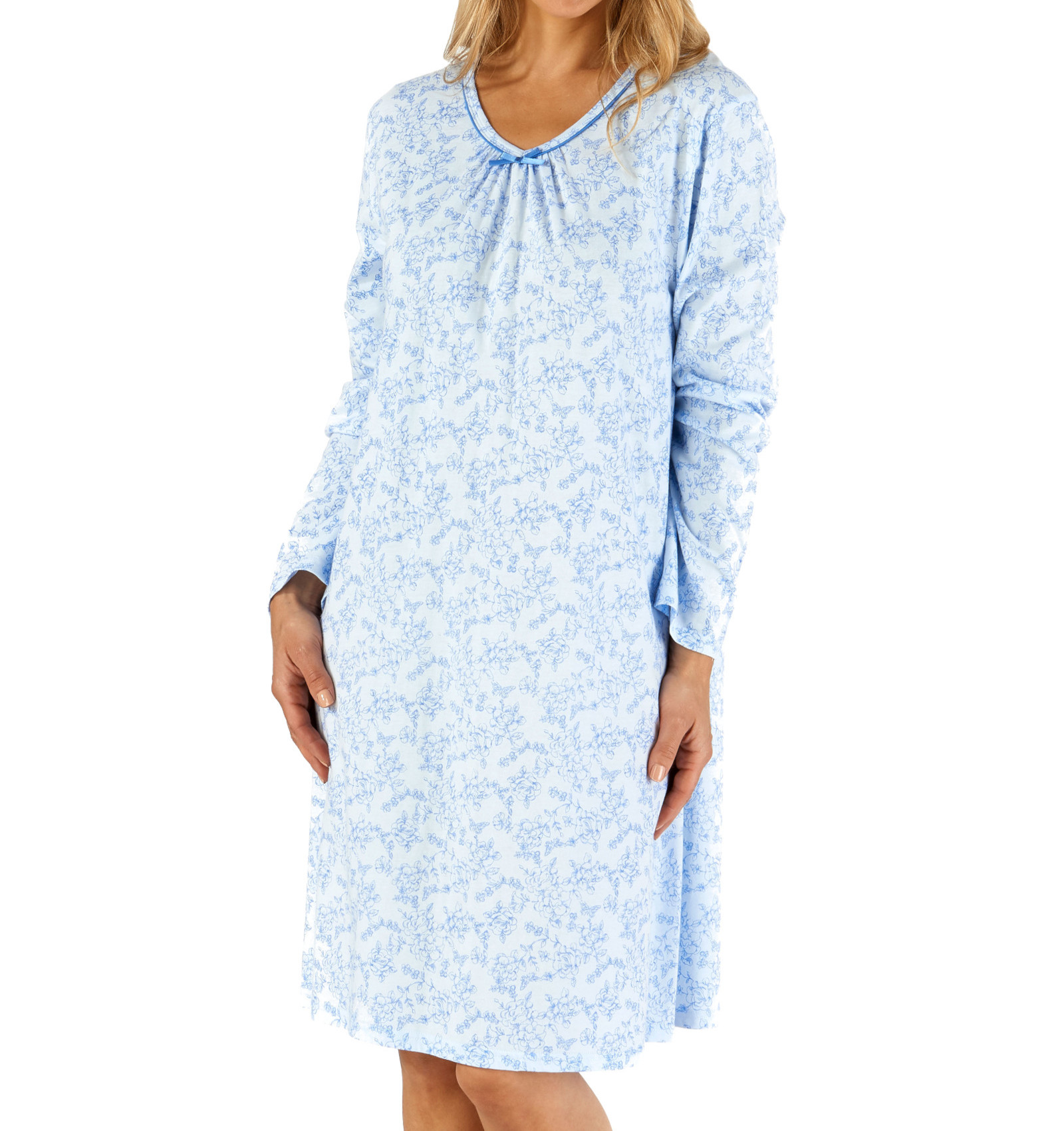 Download Slenderella Ladies Floral Nightdress Long Sleeve V Neck ...