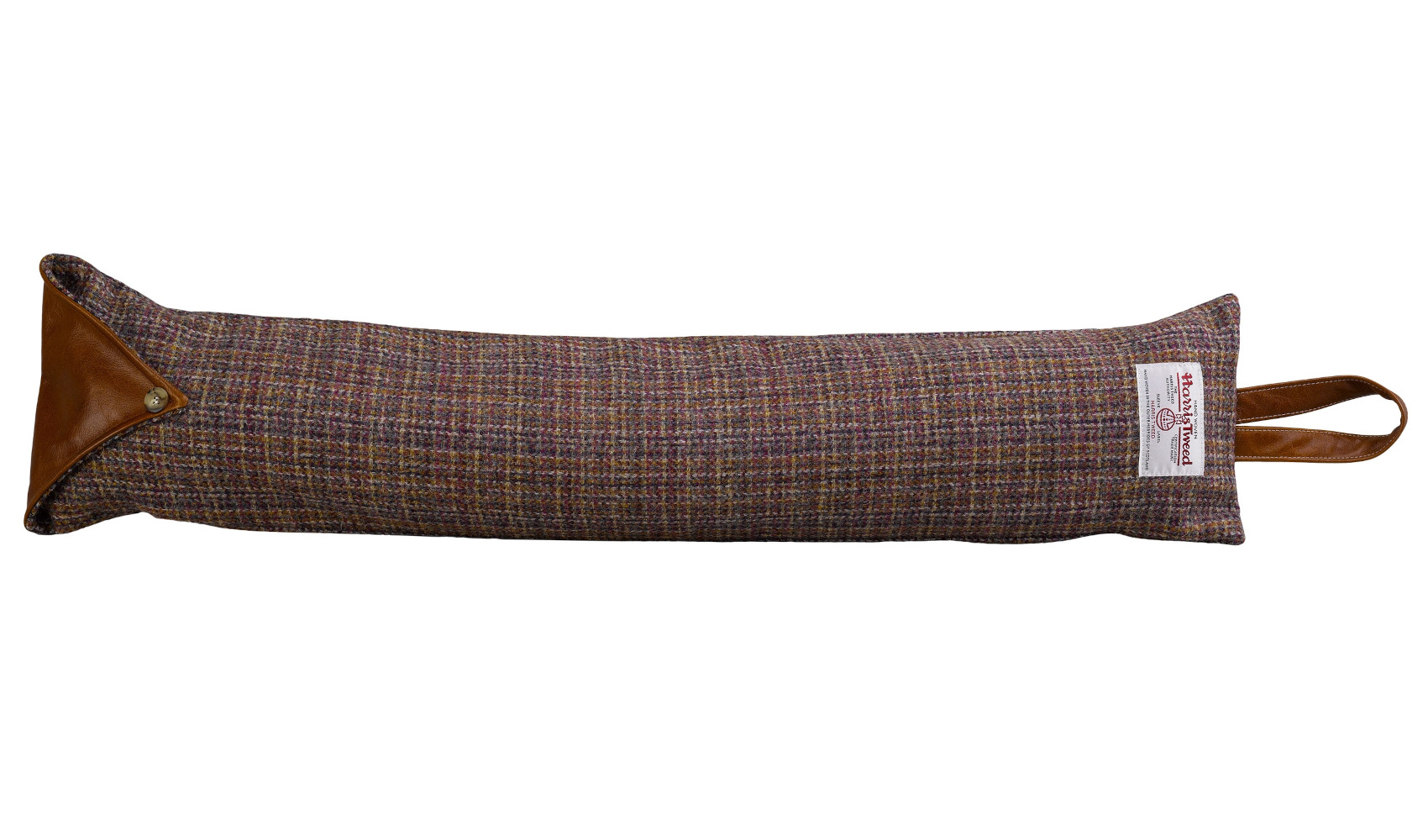 Draught Excluder Harris Tweed 100% Wool Home Draft Door Guard Leather Handle - Picture 23 of 31