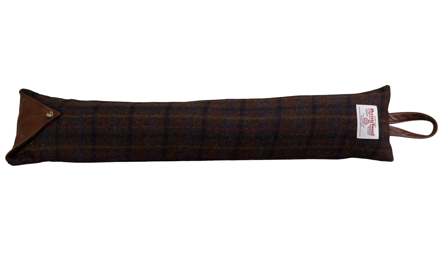 Draught Excluder Harris Tweed 100% Wool Home Draft Door Guard Leather Handle - Picture 26 of 31
