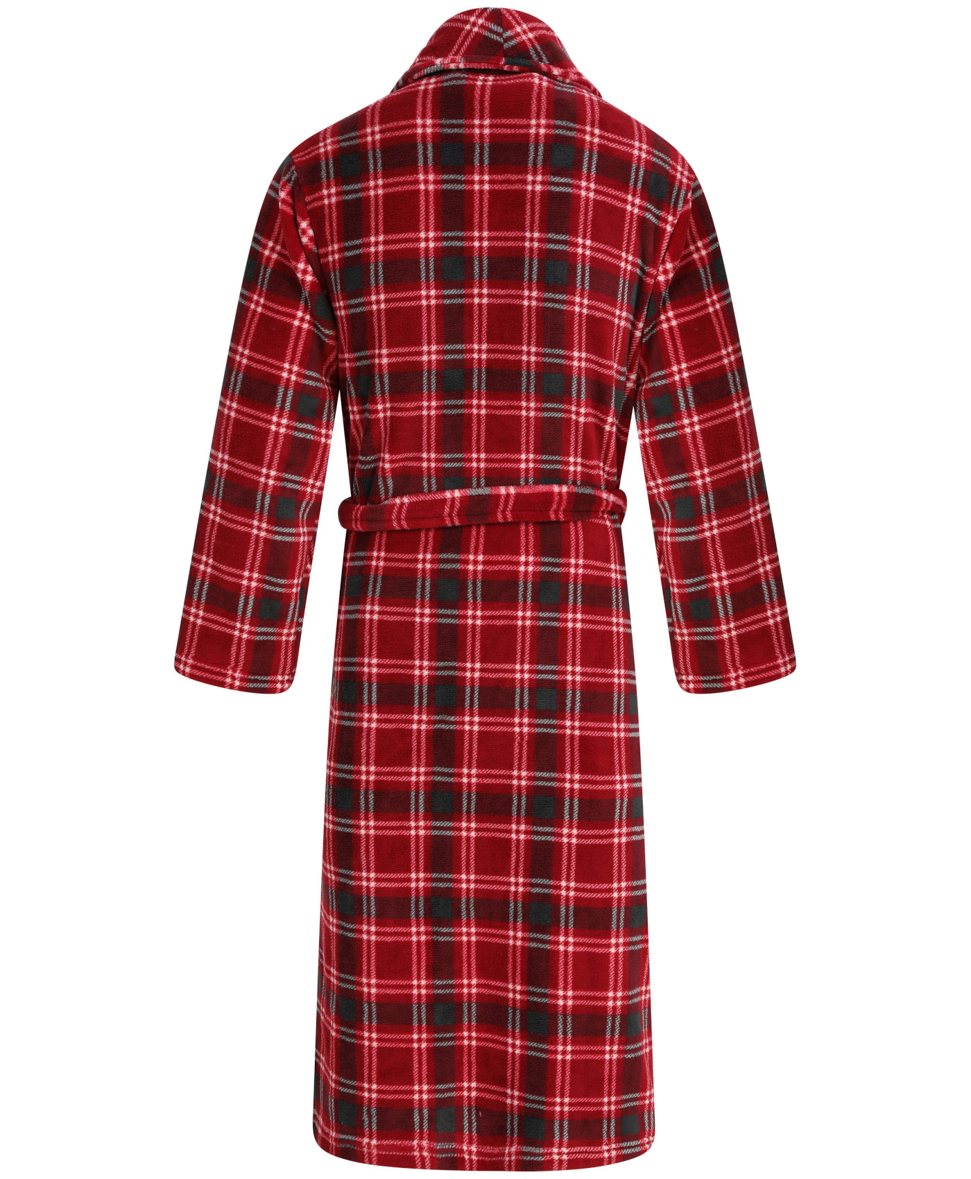 Walker Reid Mens Check Coral Fleece Dressing Gown Shawl Collar Wrap Bath Robe - Picture 21 of 31