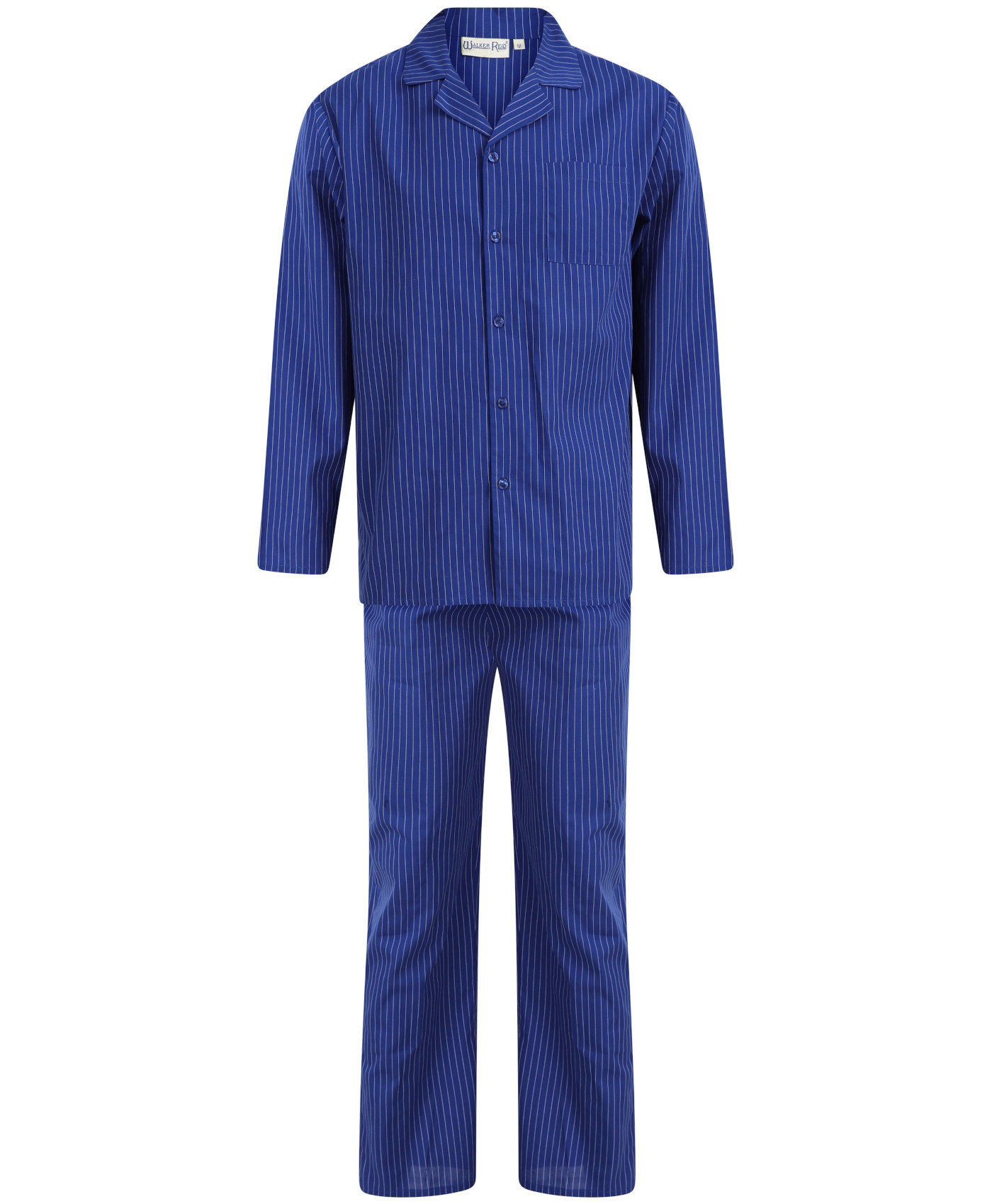 Pigiama uomo Walker Reid cotone righe blu tradizionale maniche lunghe set pigiama - Foto 7 di 18