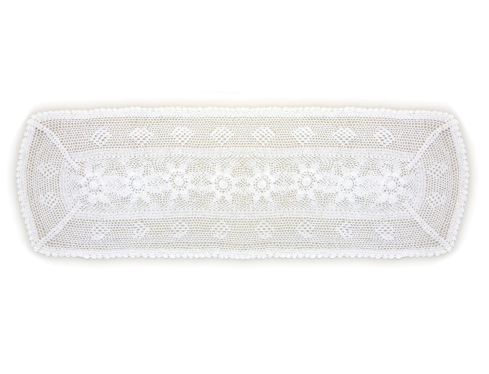 Floral Crochet Table Runner Traditional Cotton Dining Tableware 40cm x 115cm - Picture 5 of 5