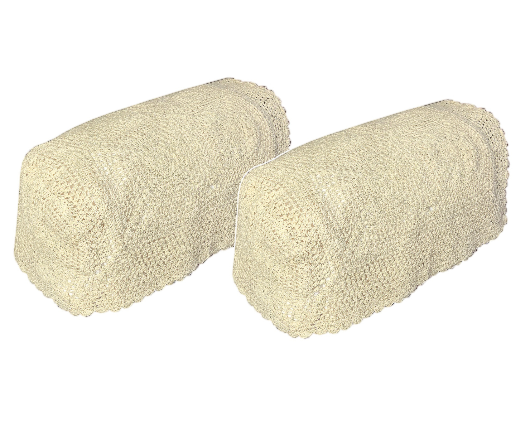 Floral Crochet Round Arm Caps Pair Cotton Furniture Antimacassar