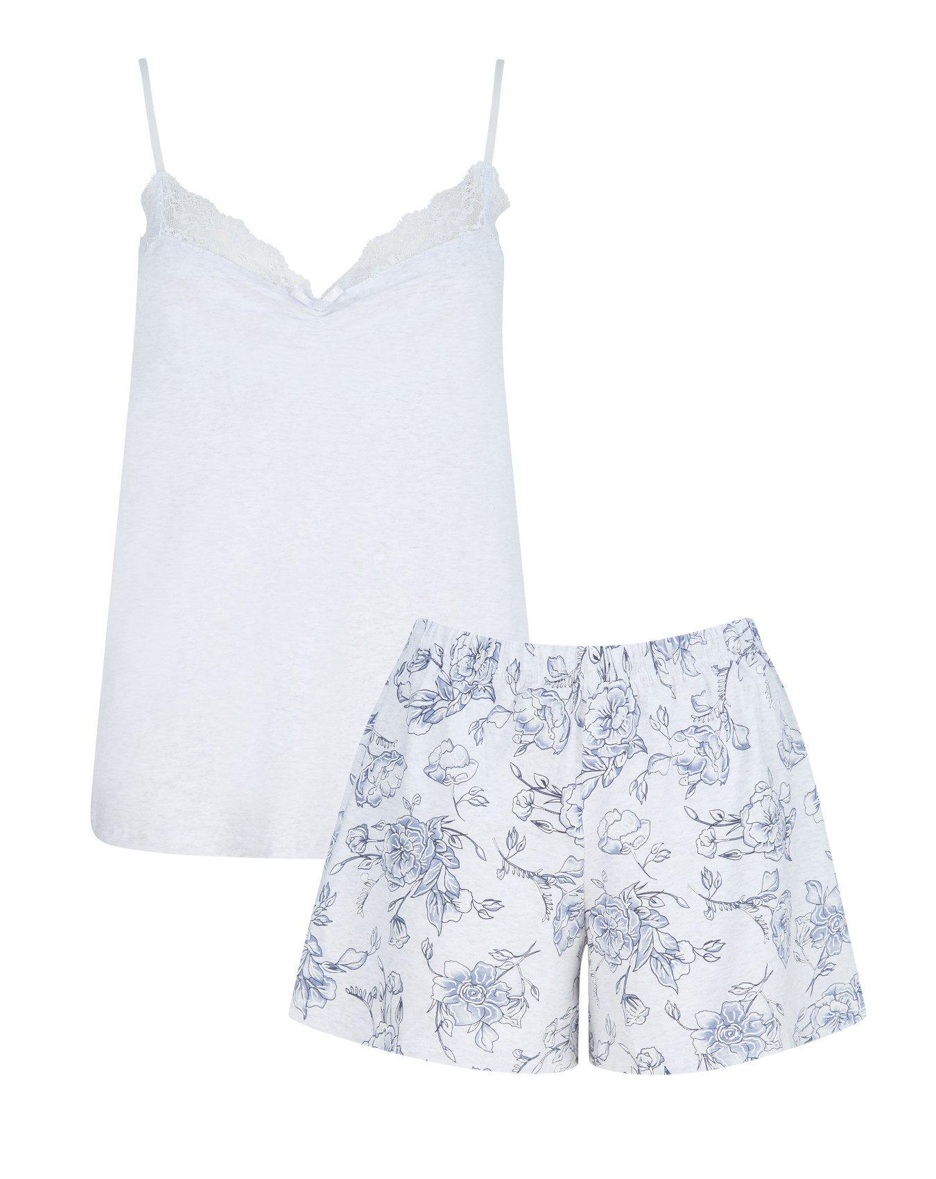 Slenderella Ladies Jersey Pyjama Set Plain Camisole Top Floral Print Shorts PJs - Picture 17 of 31