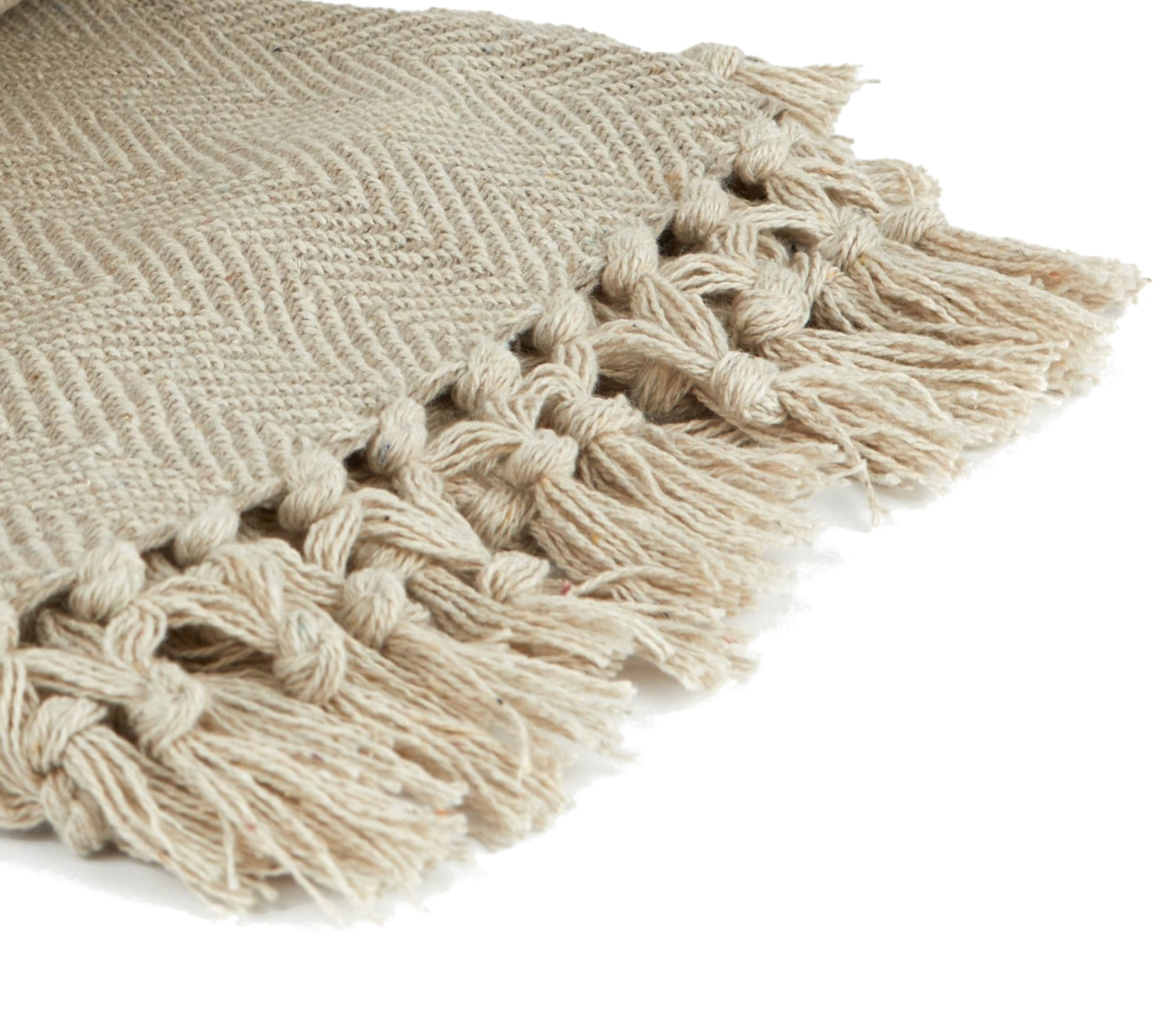 Herringbone Throw Over Recycled Cotton Large Bed Sofa Home Fringed Blanket - Picture 23 of 48