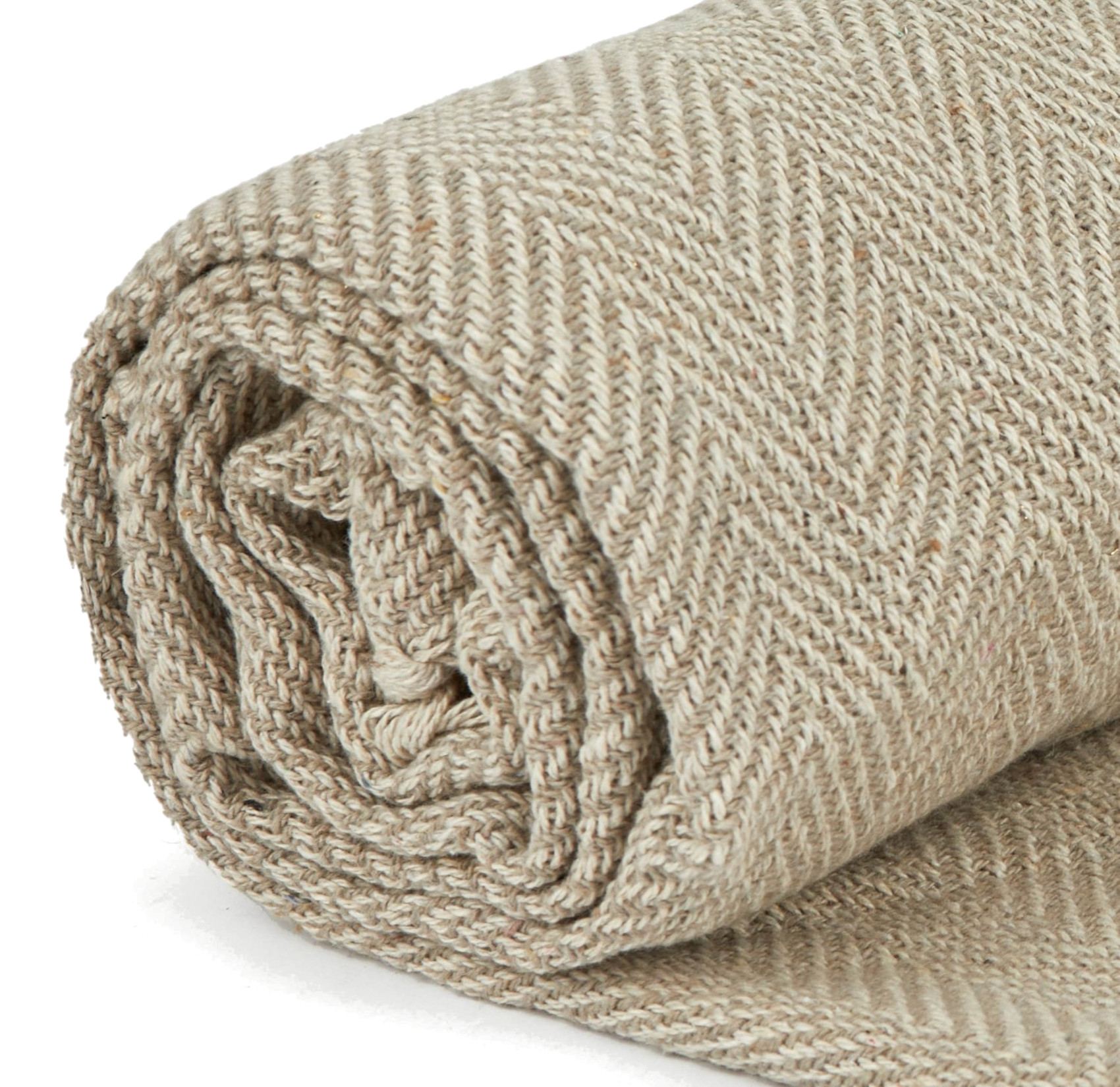 Herringbone Throw Over Recycled Cotton Large Bed Sofa Home Fringed Blanket - Picture 24 of 48