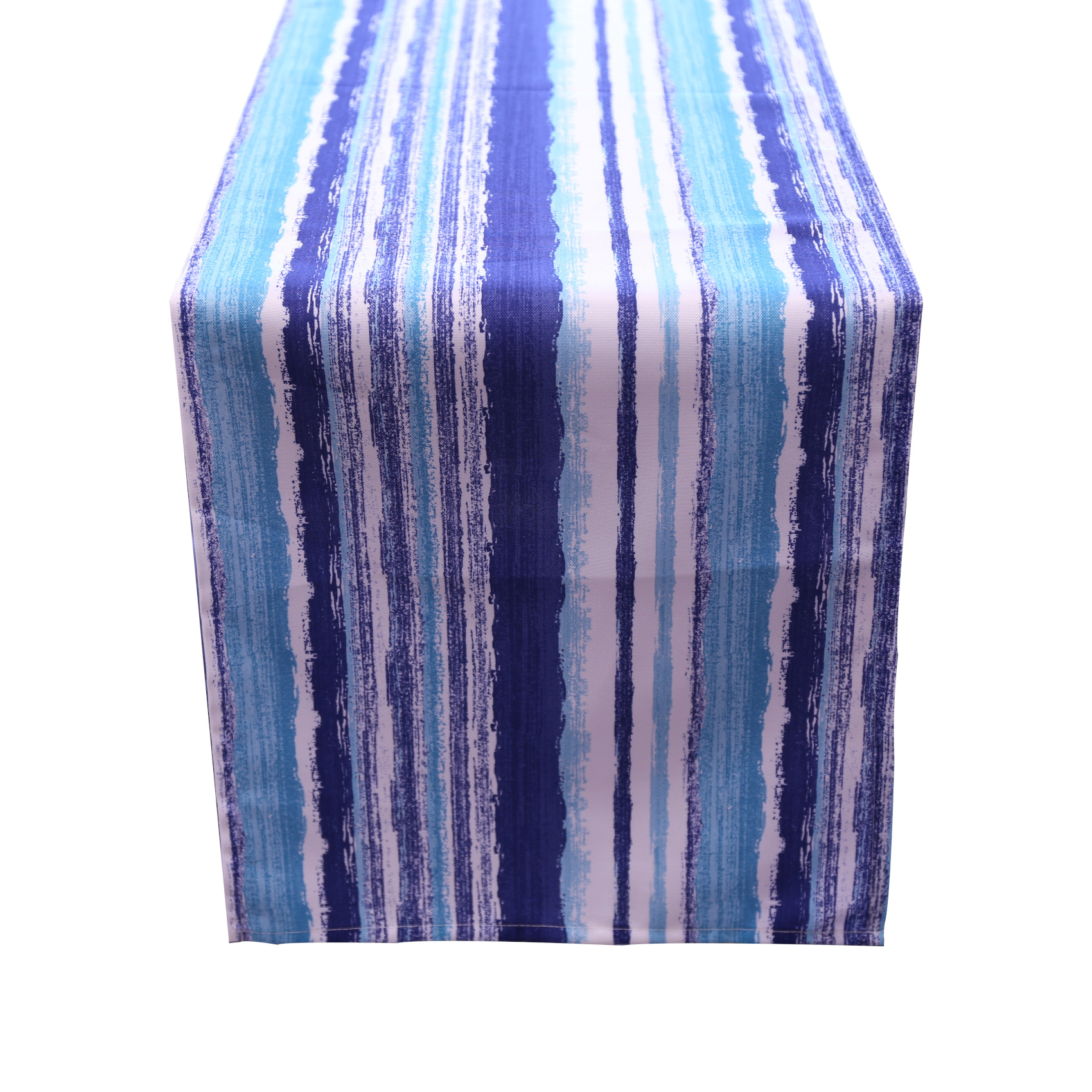 "Lino de mesa resistente al agua al aire libre con cremallera y orificio para corredor a rayas 14"" x 72" - Imagen 8 de 13