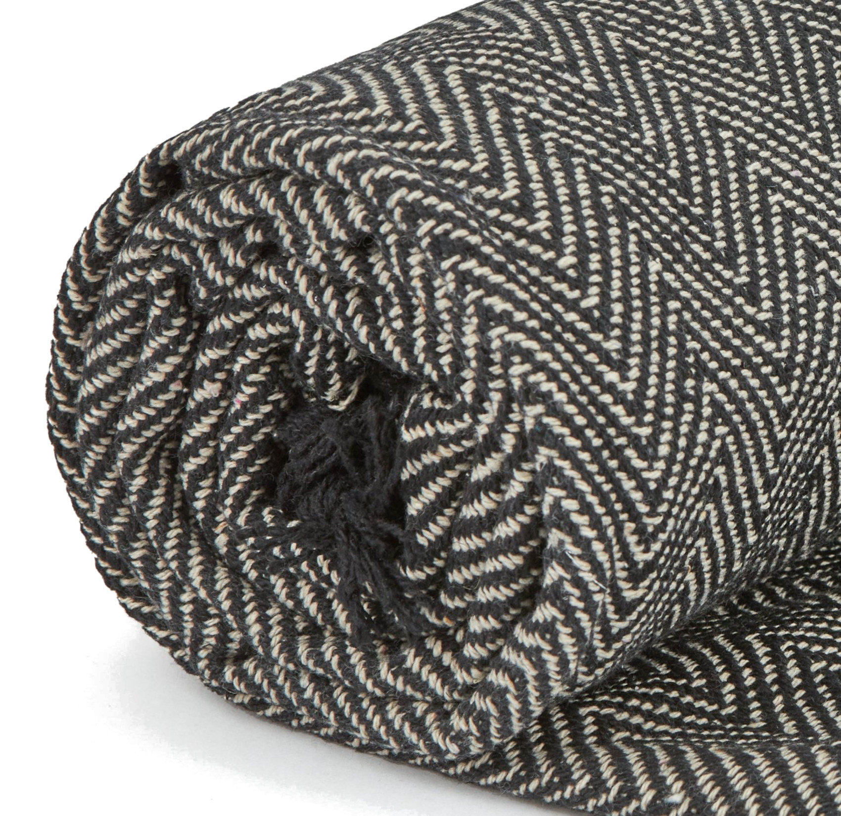 Herringbone Throw Over Recycled Cotton Large Bed Sofa Home Fringed Blanket - Picture 15 of 48