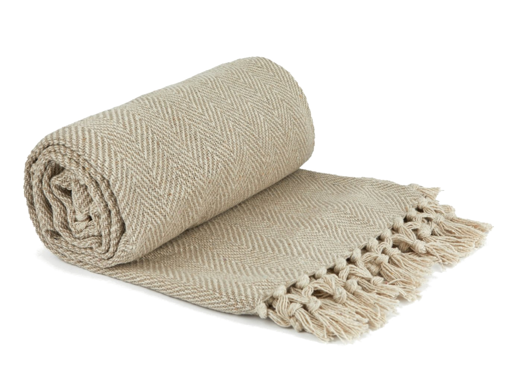Herringbone Throw Over Recycled Cotton Large Bed Sofa Home Fringed Blanket - Picture 19 of 48