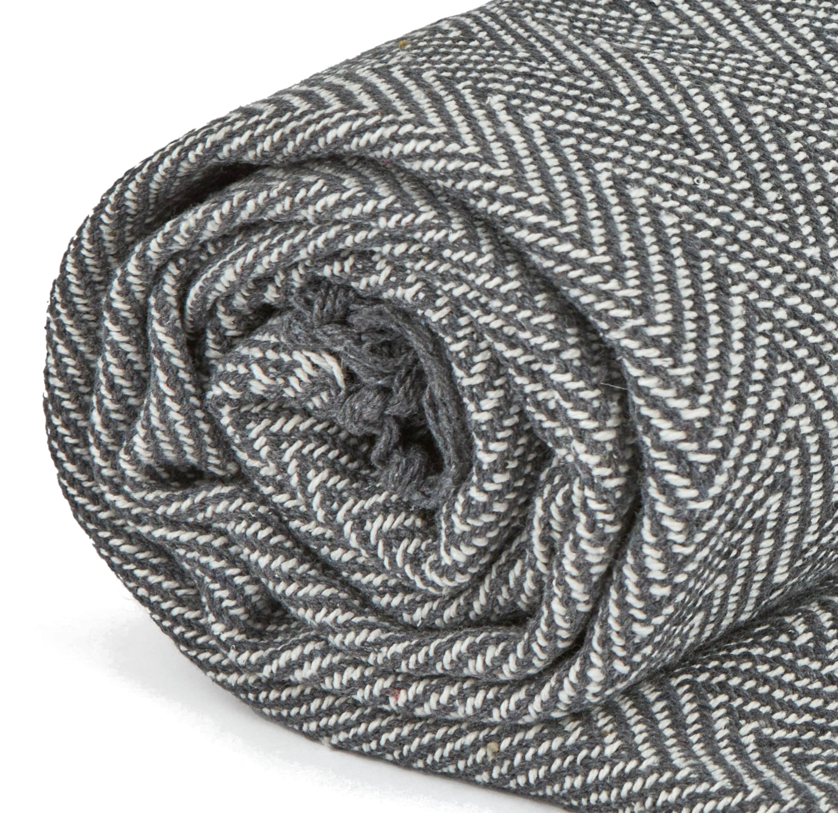 Herringbone Throw Over Recycled Cotton Large Bed Sofa Home Fringed Blanket - Picture 45 of 48