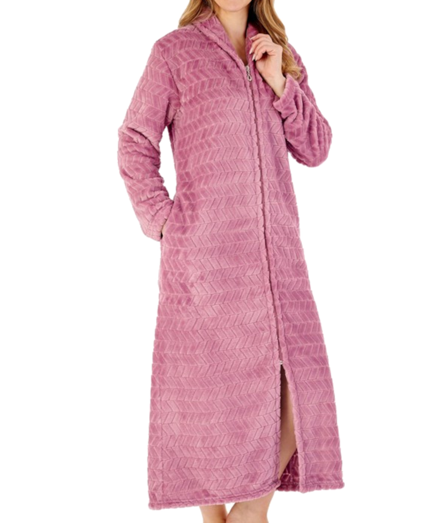 Ladies fleece zip shop up dressing gown