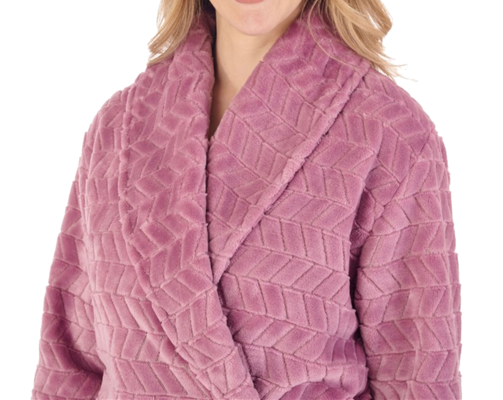 Vestido de vestir de lana Slenderella para damas Chevron cuello chal envolvente abrigo de casa vestido - Imagen 23 de 30