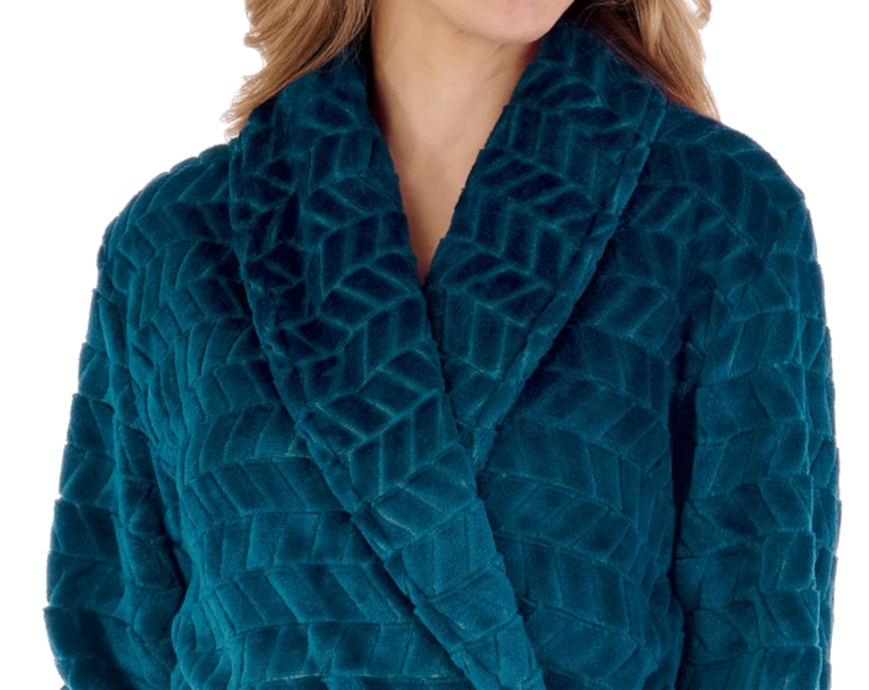 Vestido de vestir de lana Slenderella para damas Chevron cuello chal envolvente abrigo de casa vestido - Imagen 26 de 30