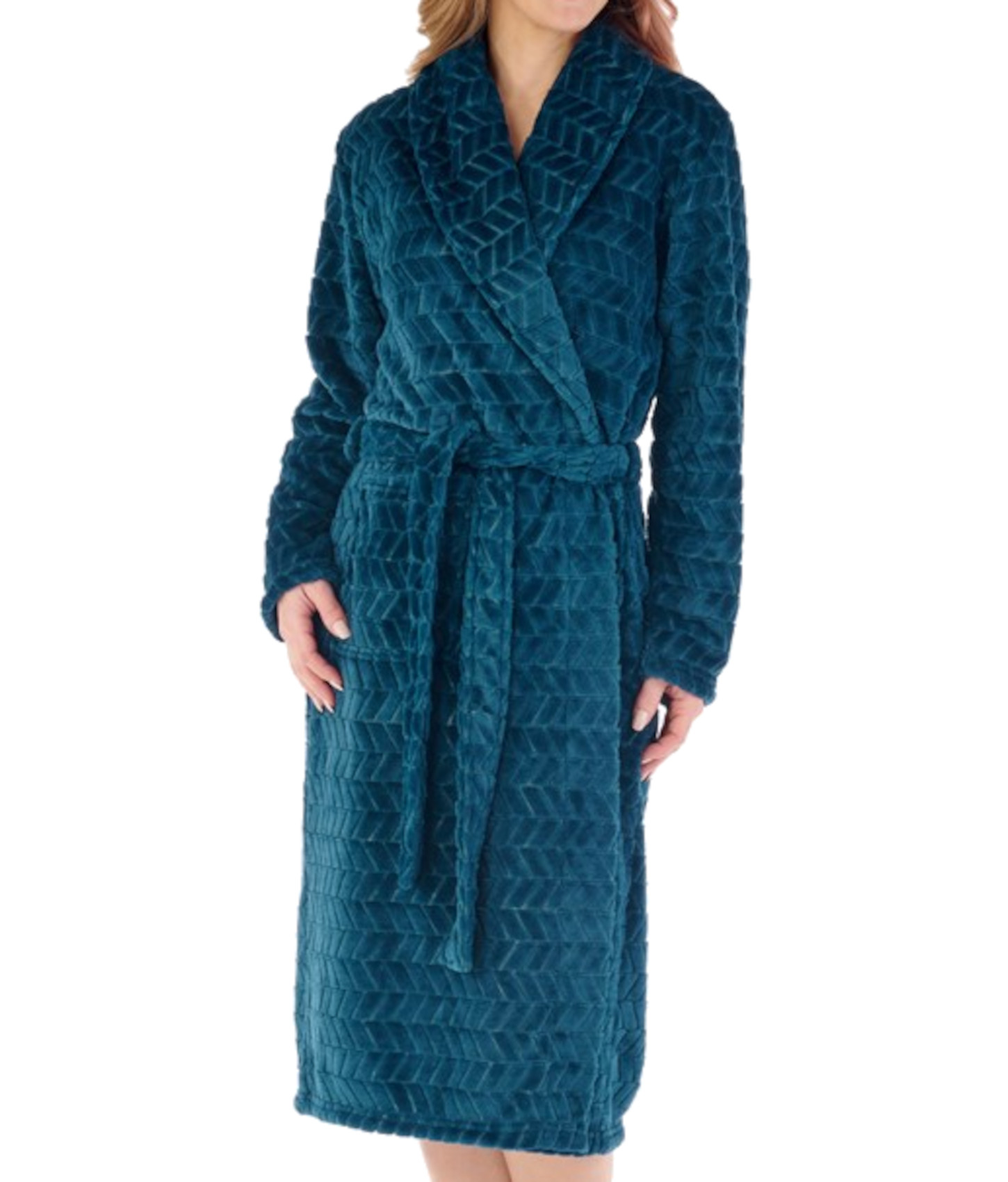Vestido de vestir de lana Slenderella para damas Chevron cuello chal envolvente abrigo de casa vestido - Imagen 25 de 30