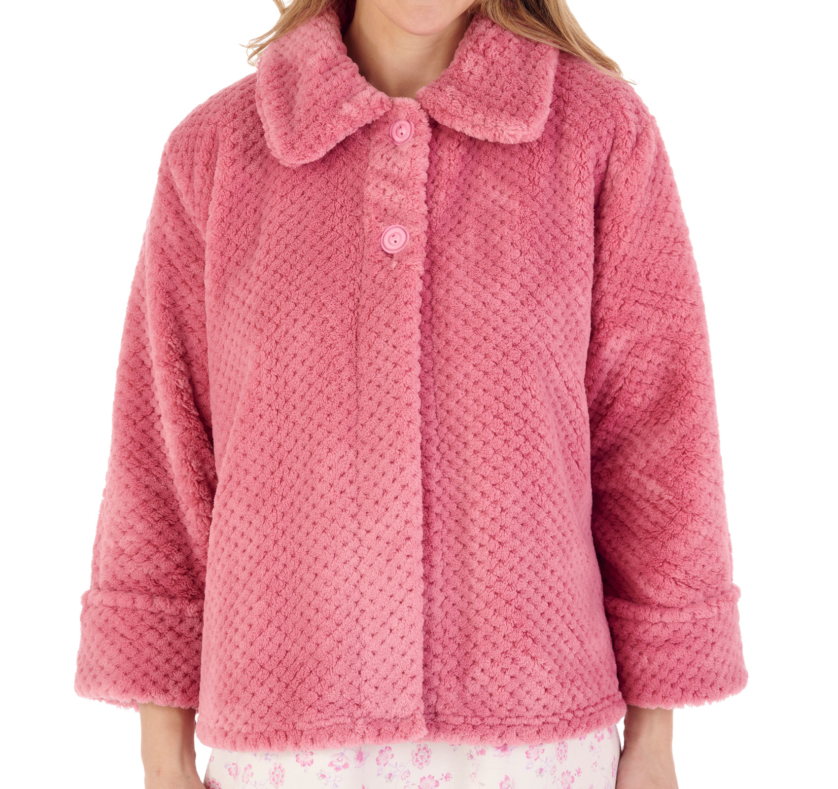 Giacca letto donna Slenderella morbida waffle pile collo bottoni casa cappotto - Foto 76 di 97