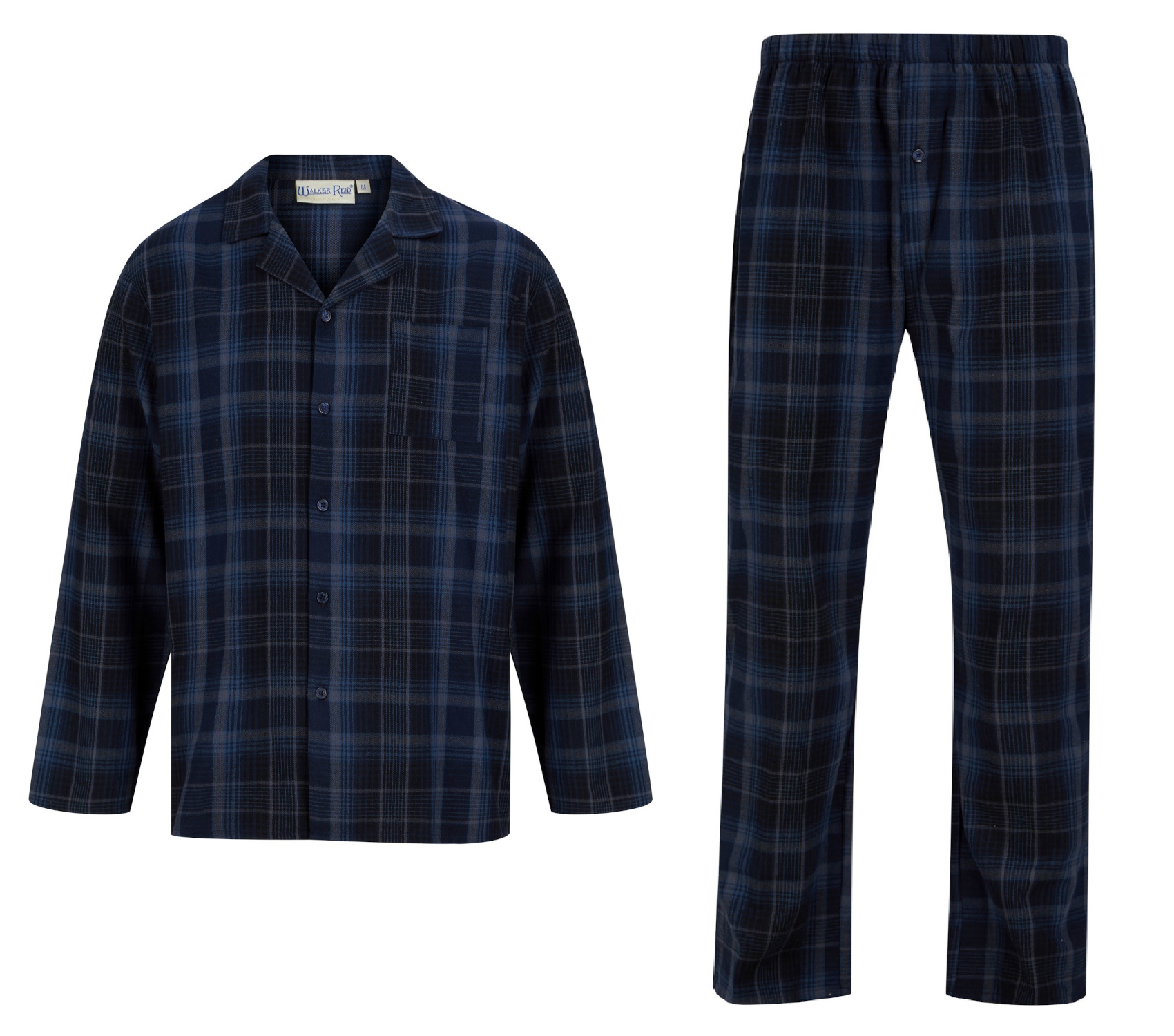 Checked Pyjamas Set Mens Brushed Cotton Walker Reid Nightwear Button Up PJs - Picture 20 of 36